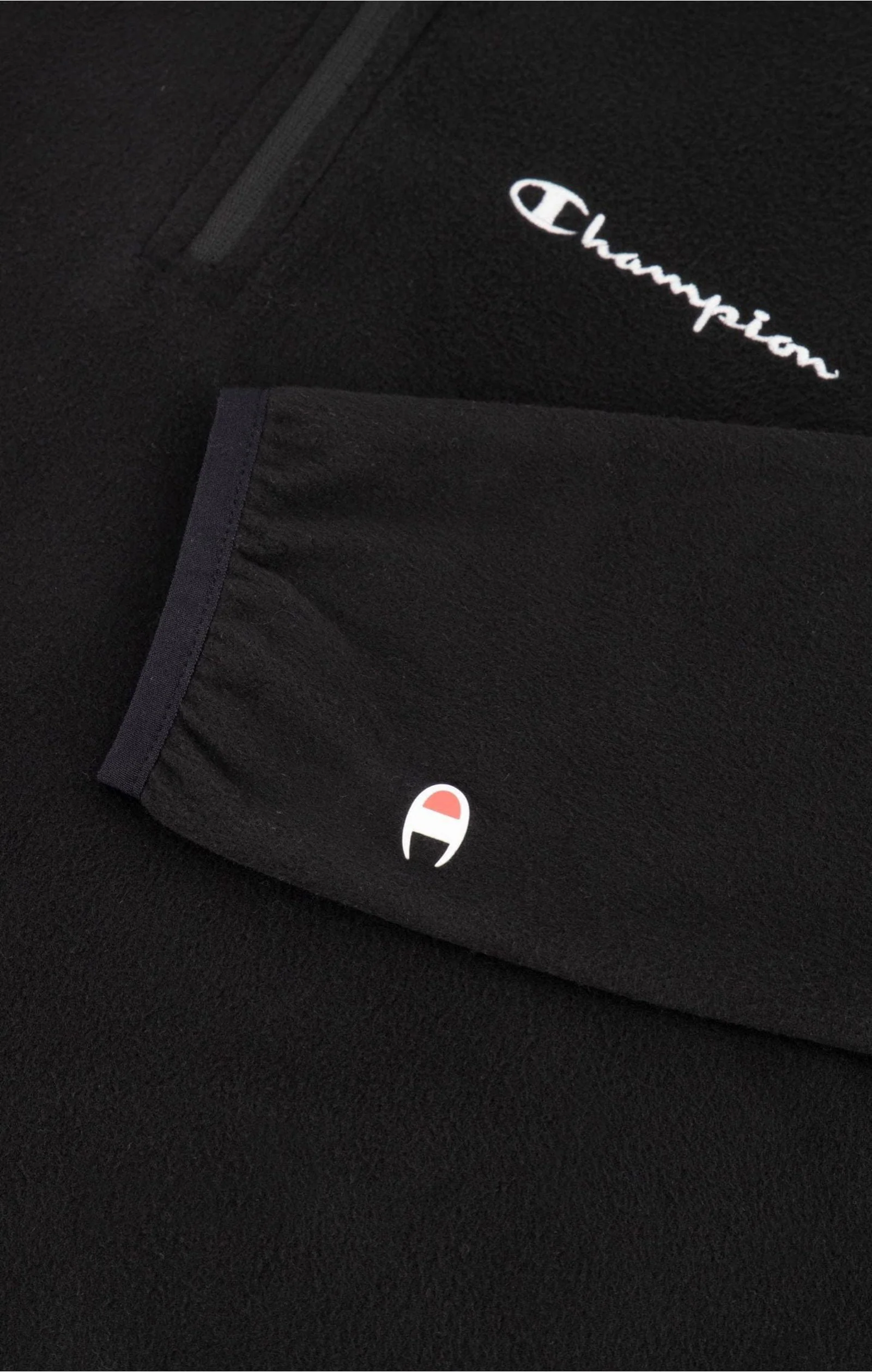 Champion Half Zip-Up Script Logo Fleece Sweatshirt - Black - Image 5