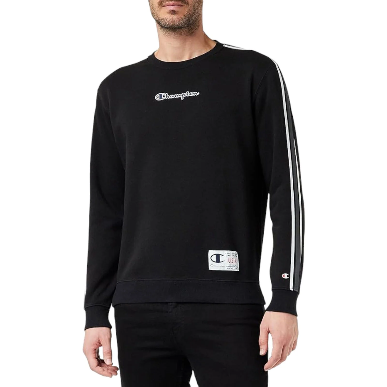 Champion Legacy Contrast Details Fleece Sweatshirt - Black