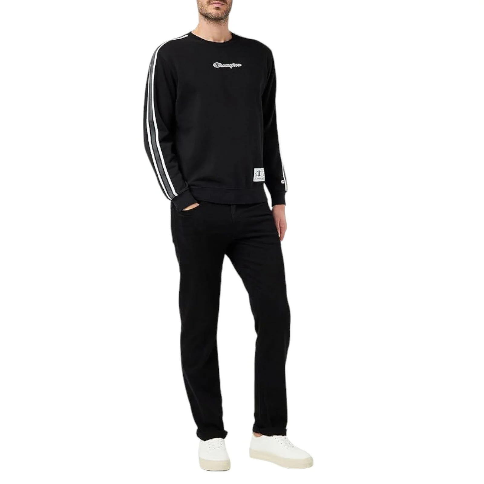 Champion Legacy Contrast Details Fleece Sweatshirt - Black - Image 3