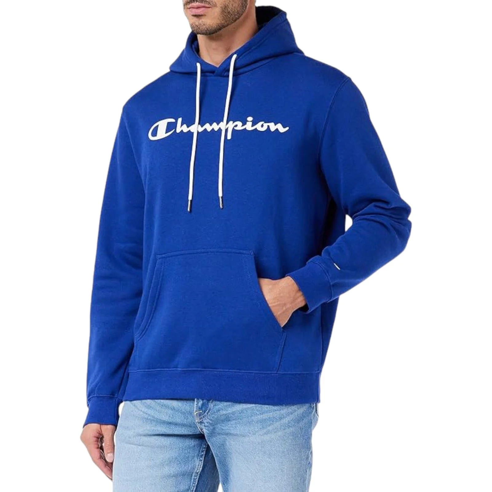 Champion Legacy Script Logo Fleece Hoodie - Blue