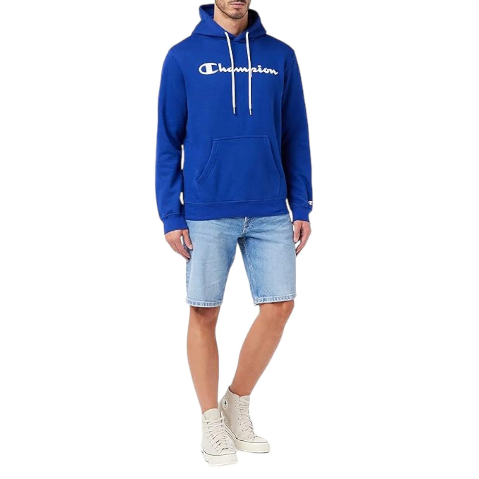 Champion Legacy Script Logo Fleece Hoodie - Blue - Image 3
