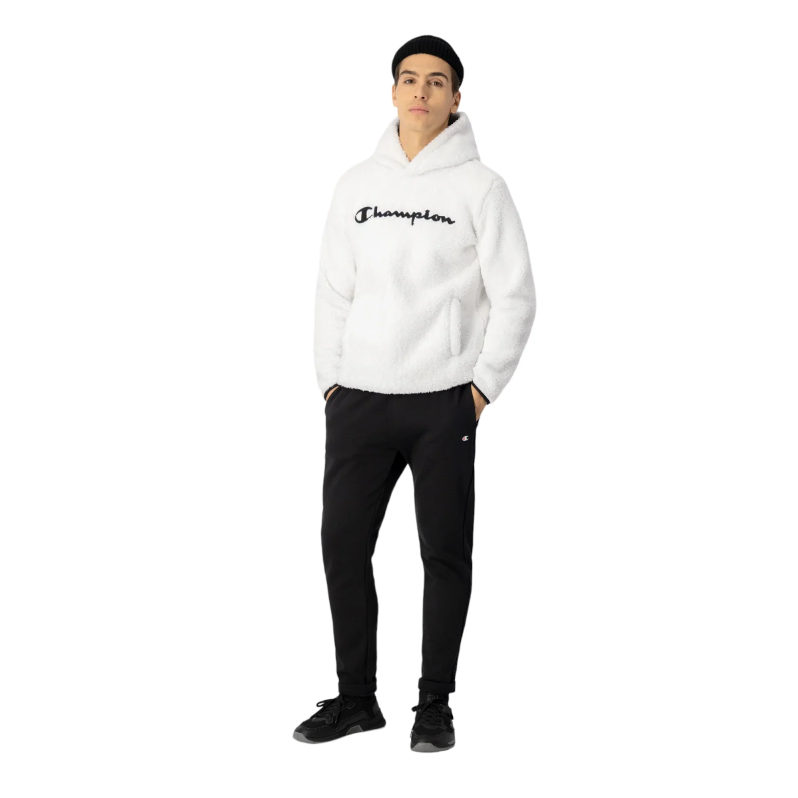 Champion Legacy Script Logo Polar Fleece Hoodie - White - Image 5