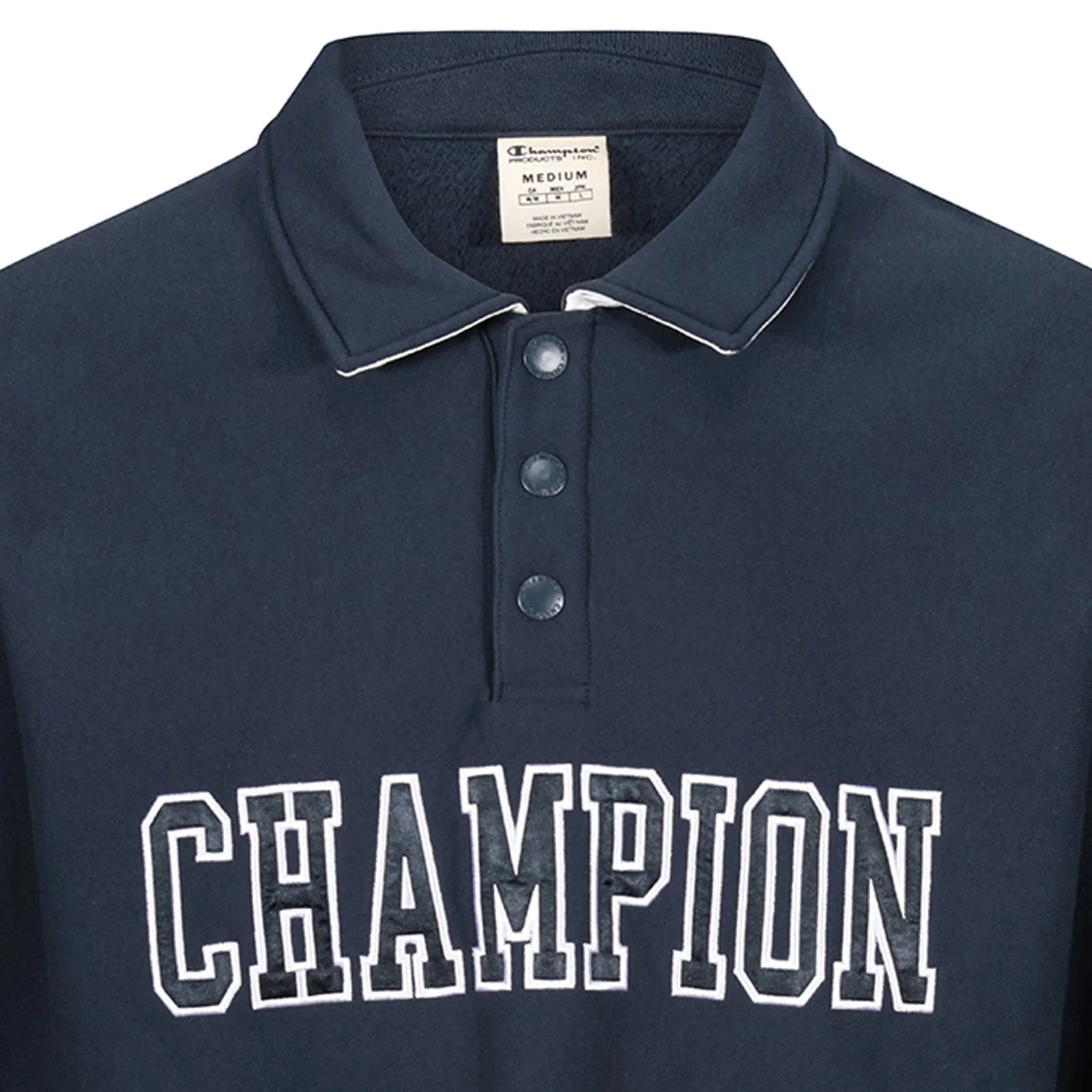 Champion Polo Neck Bookstore Spellout Logo Sweatshirt - Navy - Image 3