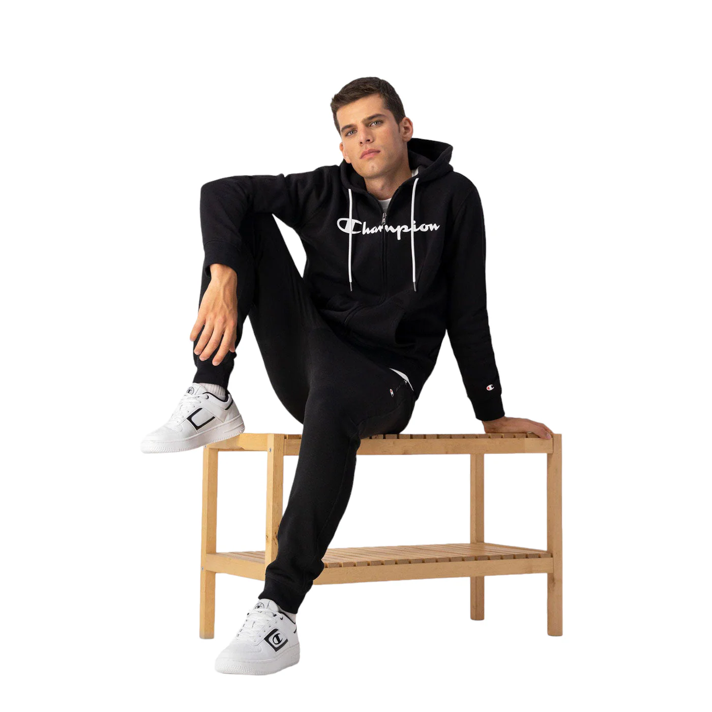 Champion Script Full Zip Spellout Hoodie - Black - Image 4