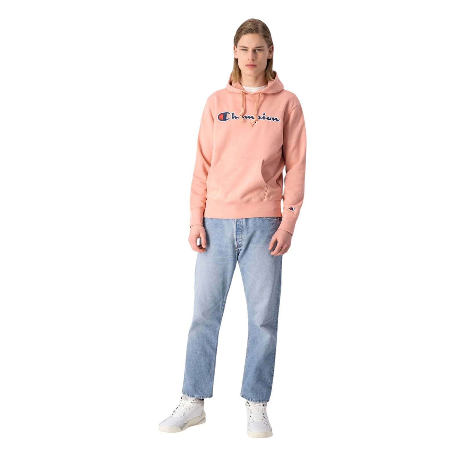 Champion Script Logo Fleece Hoodie - Pink - Image 2