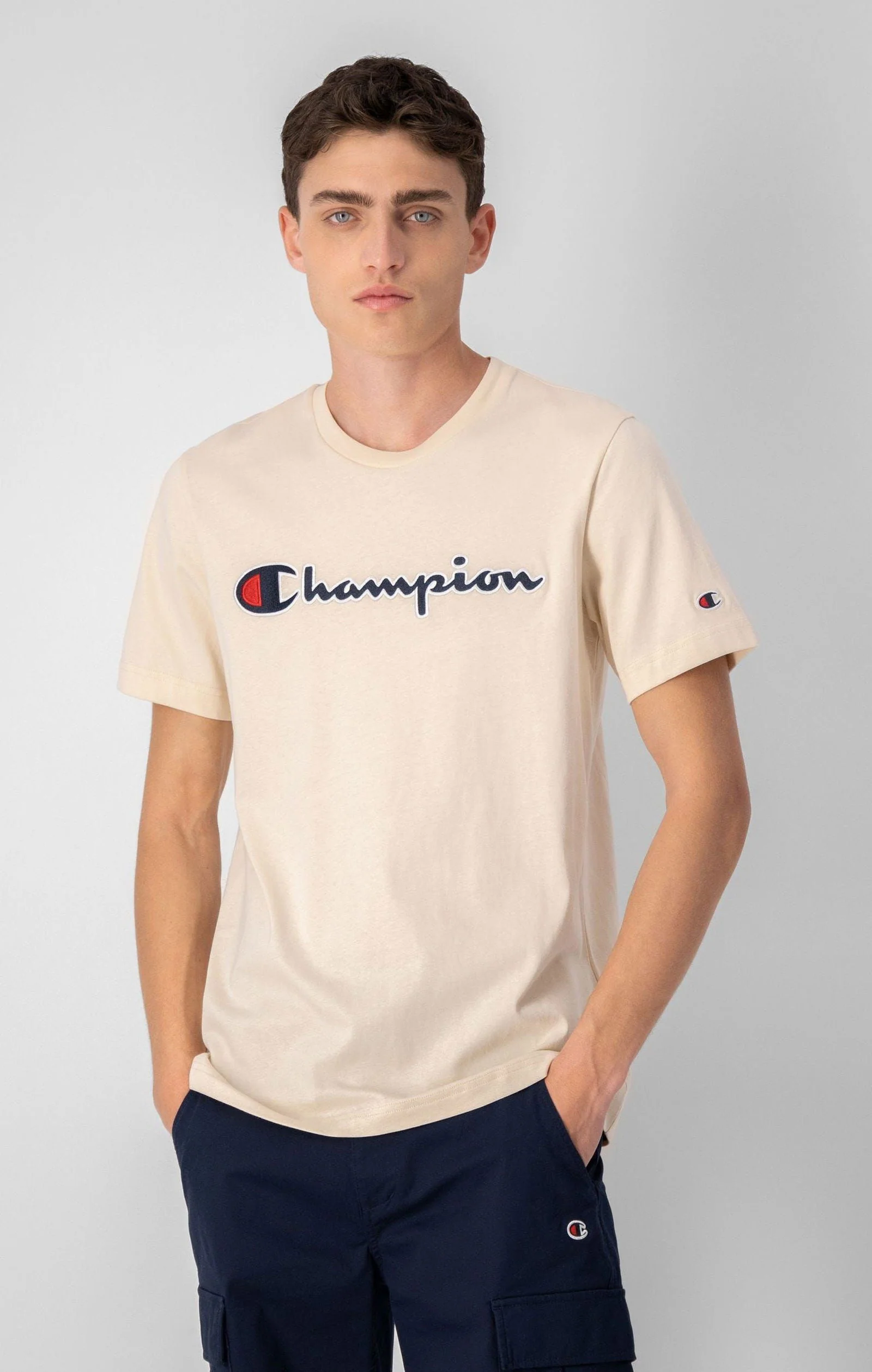 Champion Script Spellout Logo T-shirt - Sand - Image 2