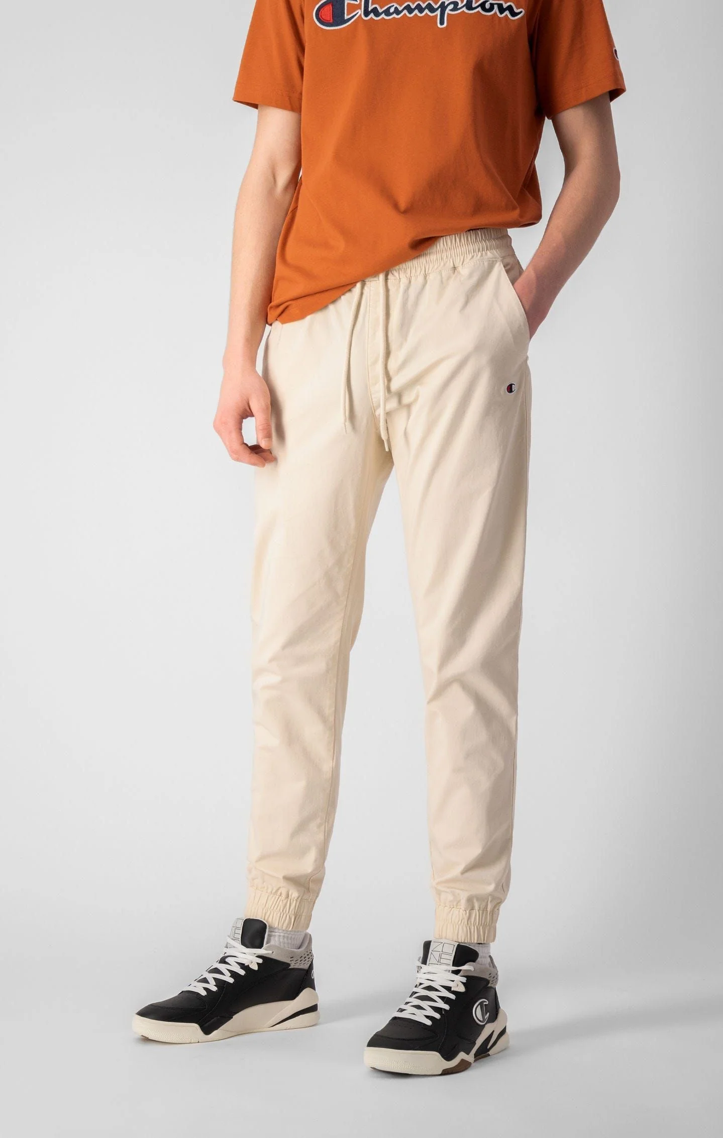 Champion Stretch Cotton Twill Cuffed Trousers - Cream - Image 2