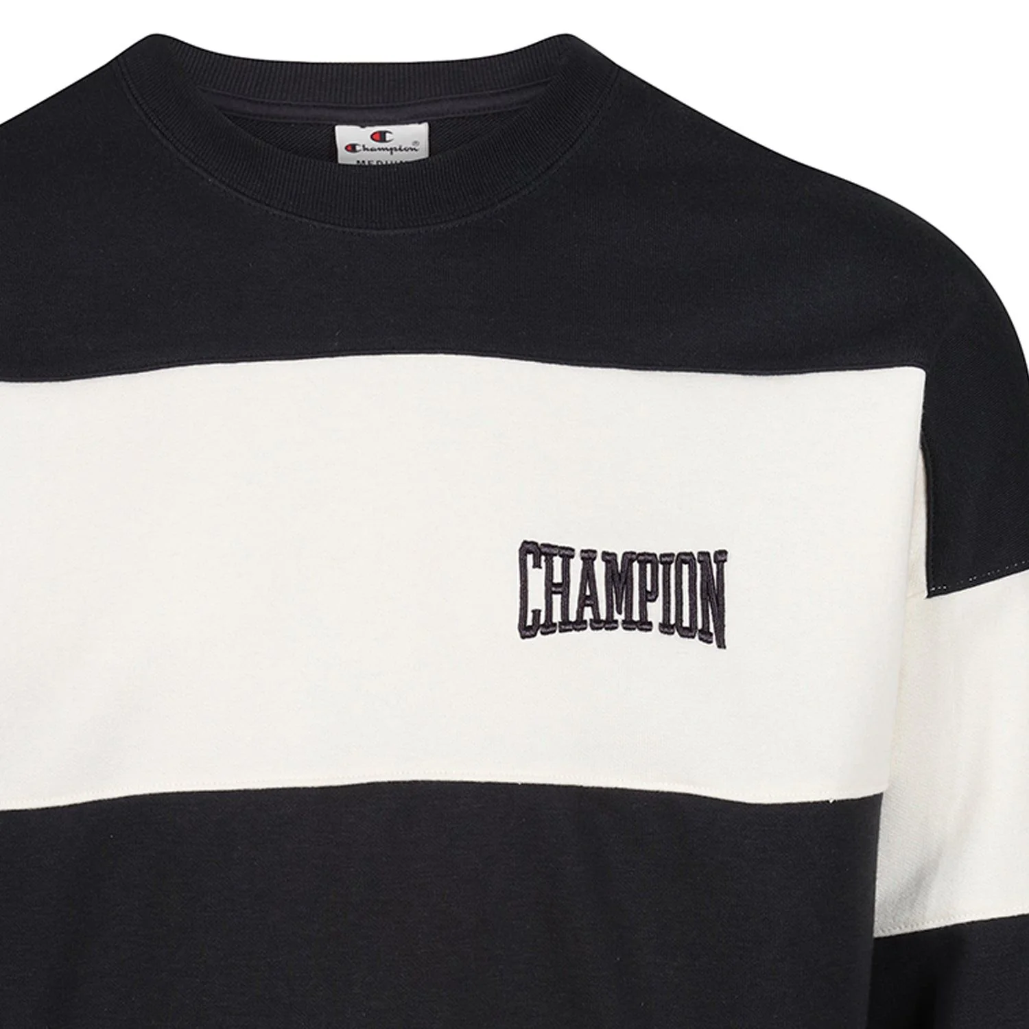 Champion Sweatshirt Preppy Bookstore Striped Logo Sweatshirt - Black White - Image 3