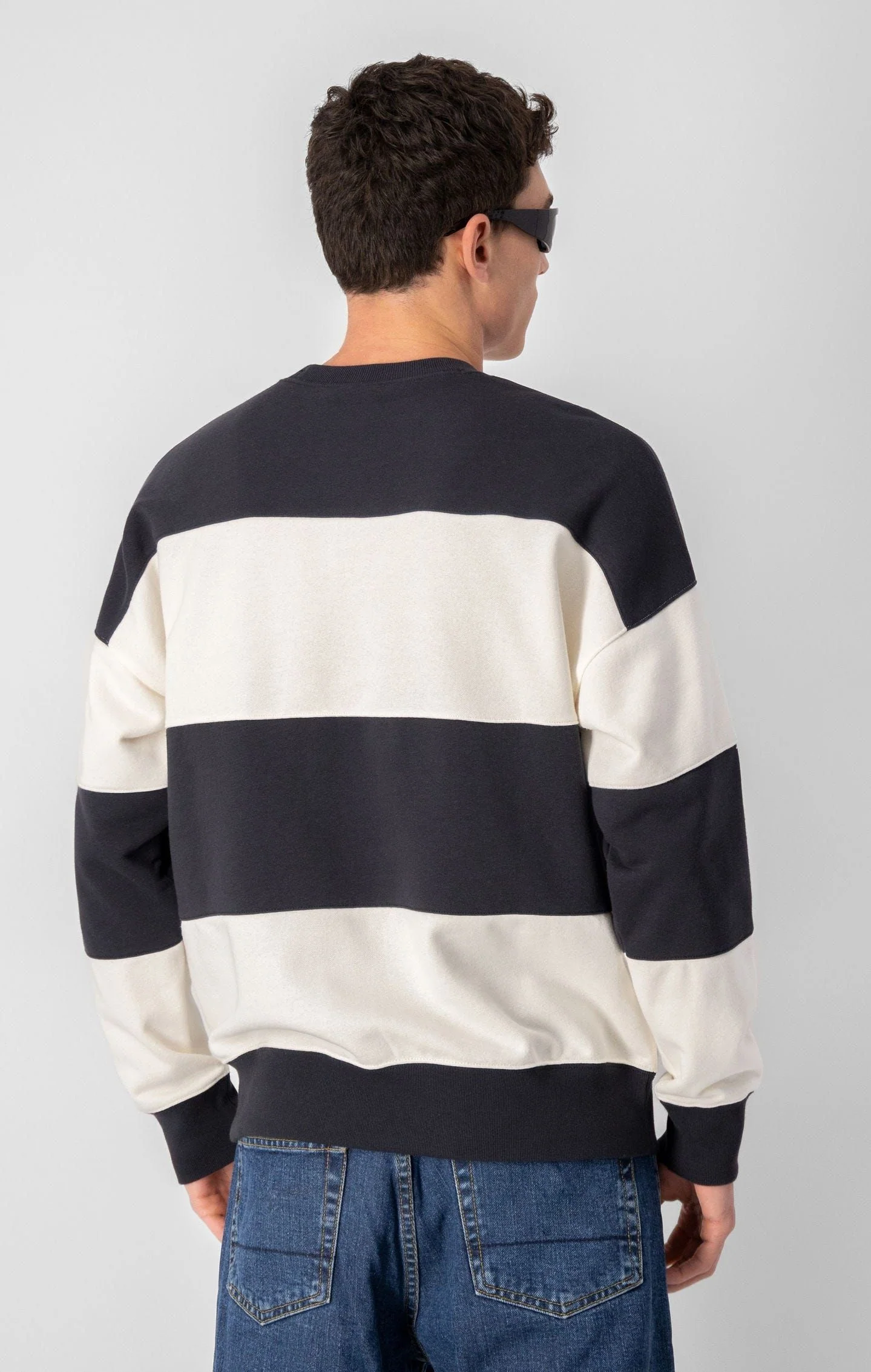 Champion Sweatshirt Preppy Bookstore Striped Logo Sweatshirt - Black White - Image 5