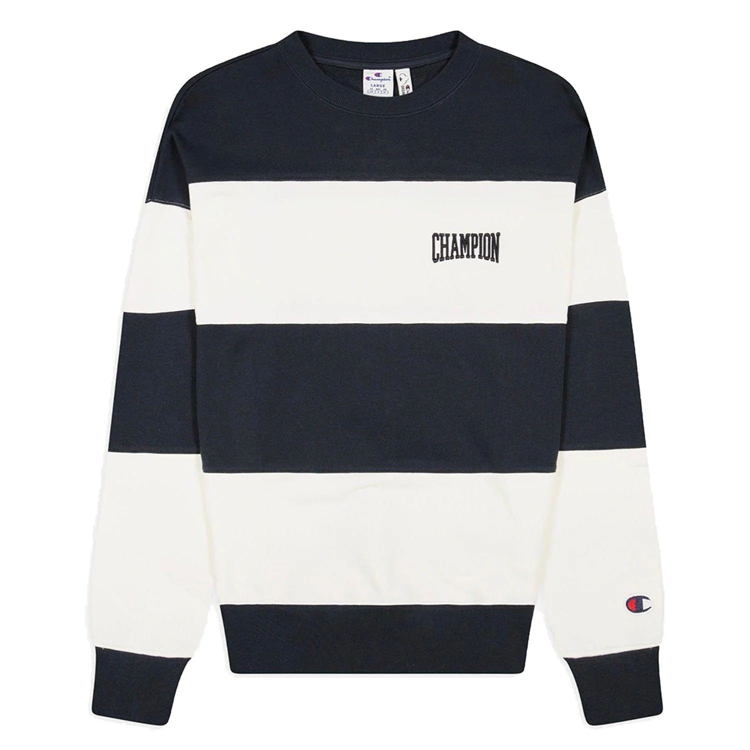 Champion Sweatshirt Preppy Bookstore Striped Logo Sweatshirt - Black White - Image 8