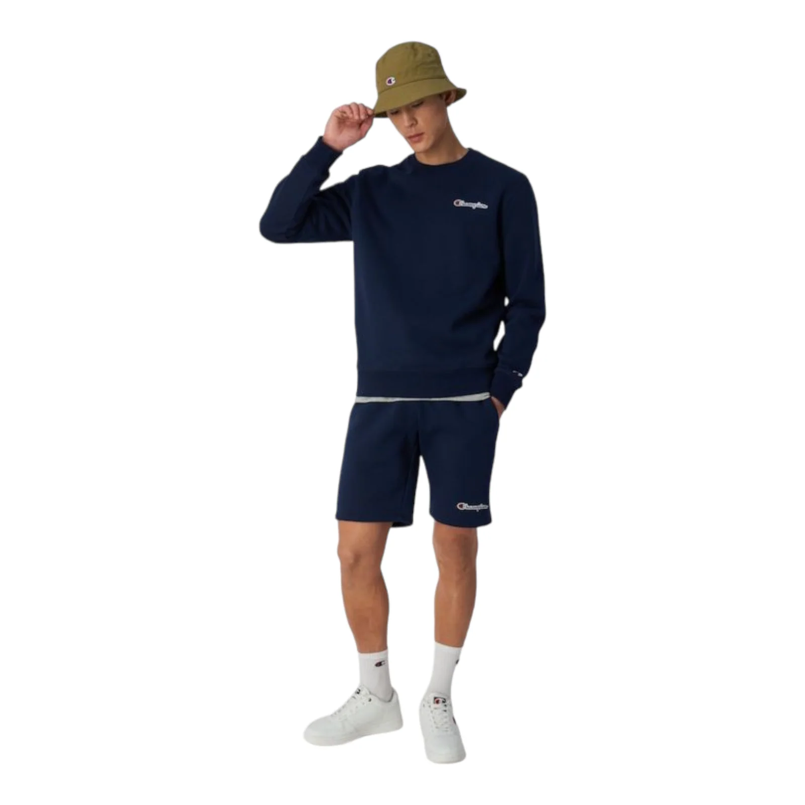 Champion Sweatshirt Small Script Logo Embroidery - Navy - Image 4