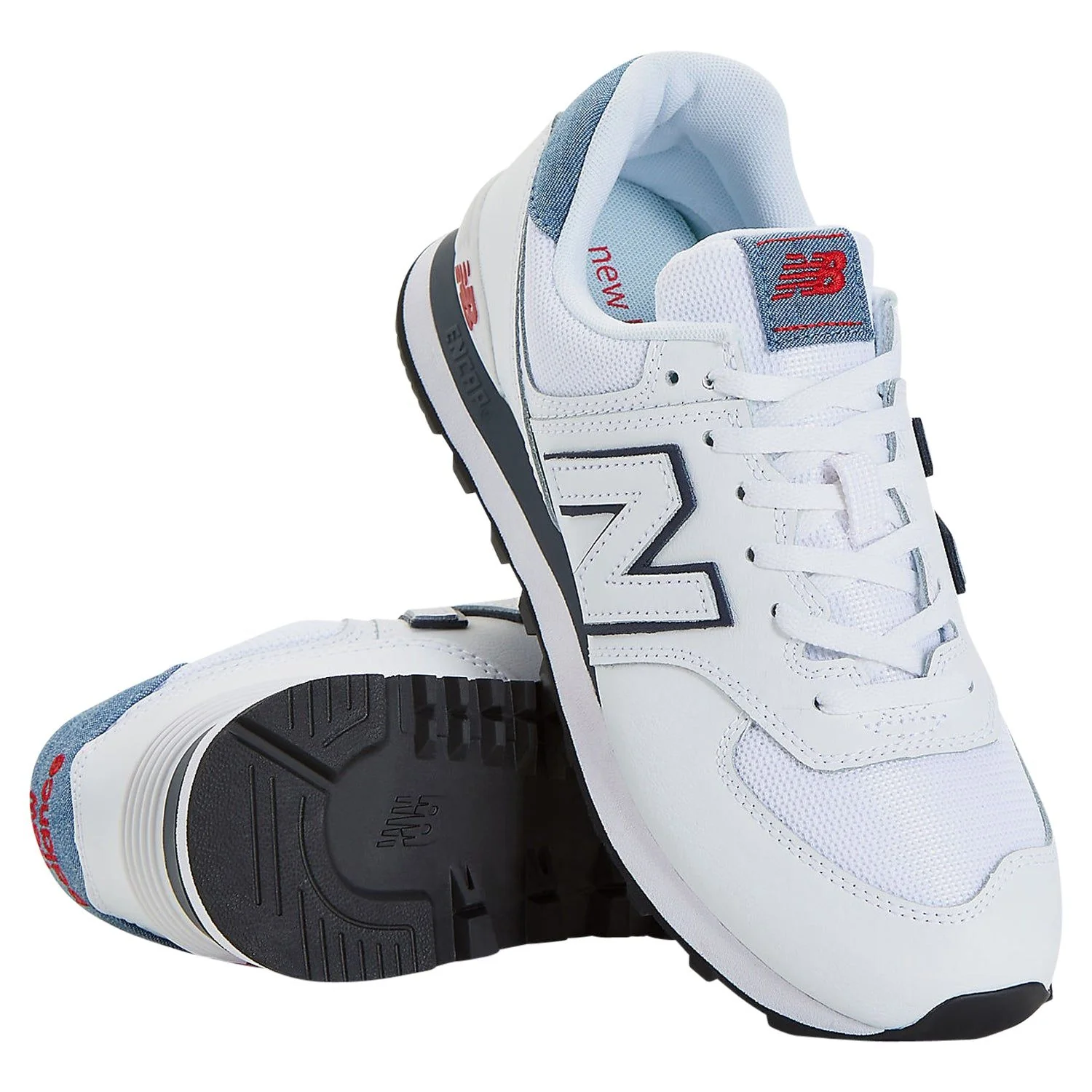 New Balance 574 Lifestyle Denim Shoes - White - Image 3