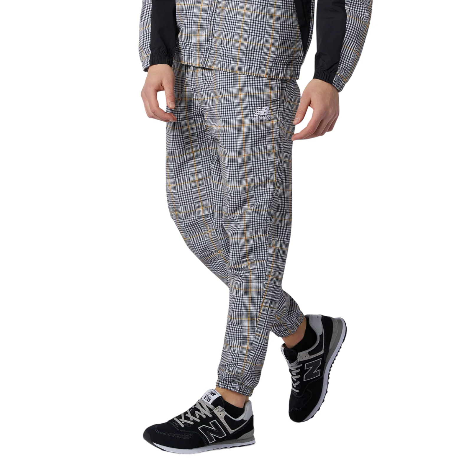 New Balance Athletics Higher Learning Plaid Print Wind Pant AOP Pants - Grey