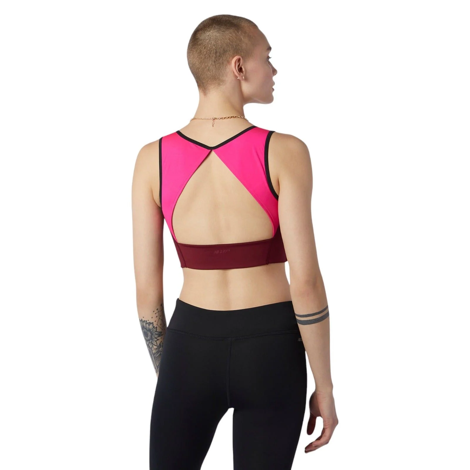 New Balance Crop Top Achiever Sports Bra - Burgundy - Image 3