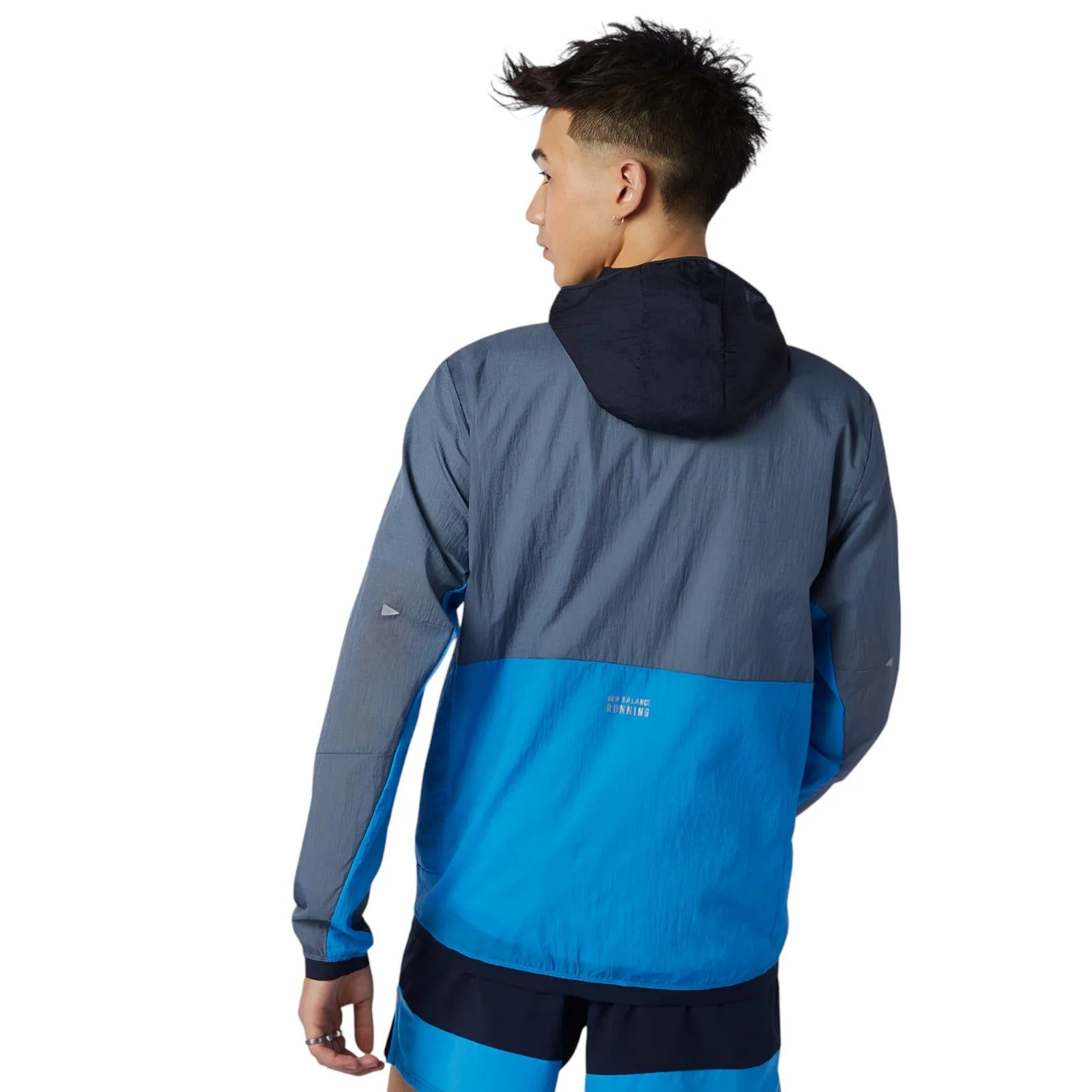 New Balance Men's Printed Impact Run Light Pack Jacket - Grey/Blue - Image 2