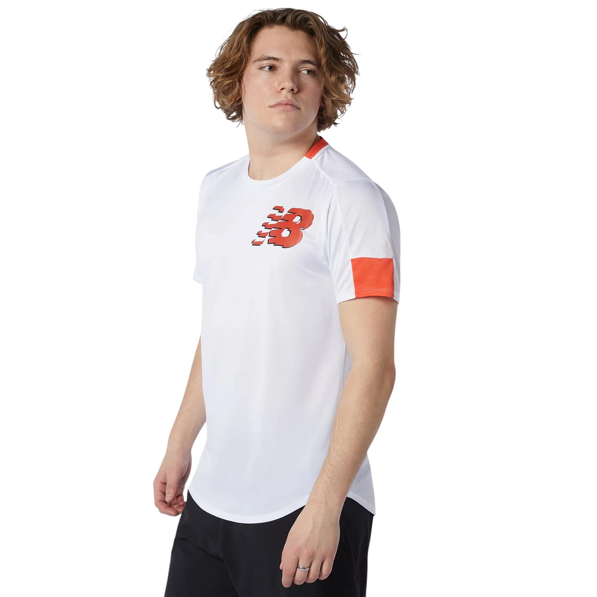 New Balance Printed Fast Flight Short Sleeve Jersey - White / Orange - Image 2