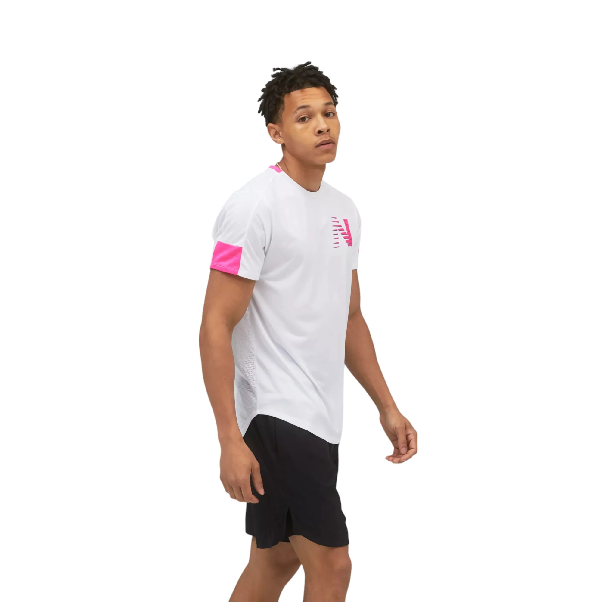 New Balance Printed Fast Flight Short Sleeve Jersey - White / Pink - Image 2