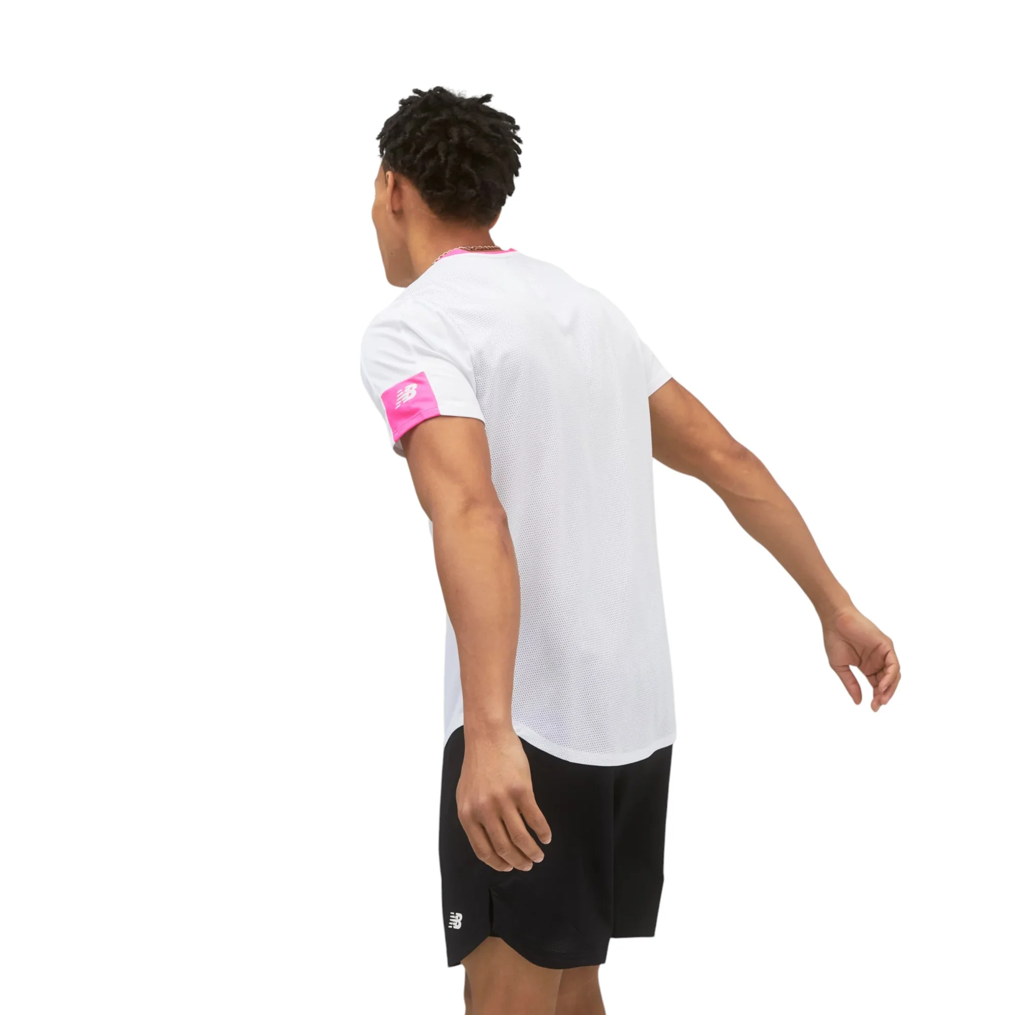 New Balance Printed Fast Flight Short Sleeve Jersey - White / Pink - Image 3