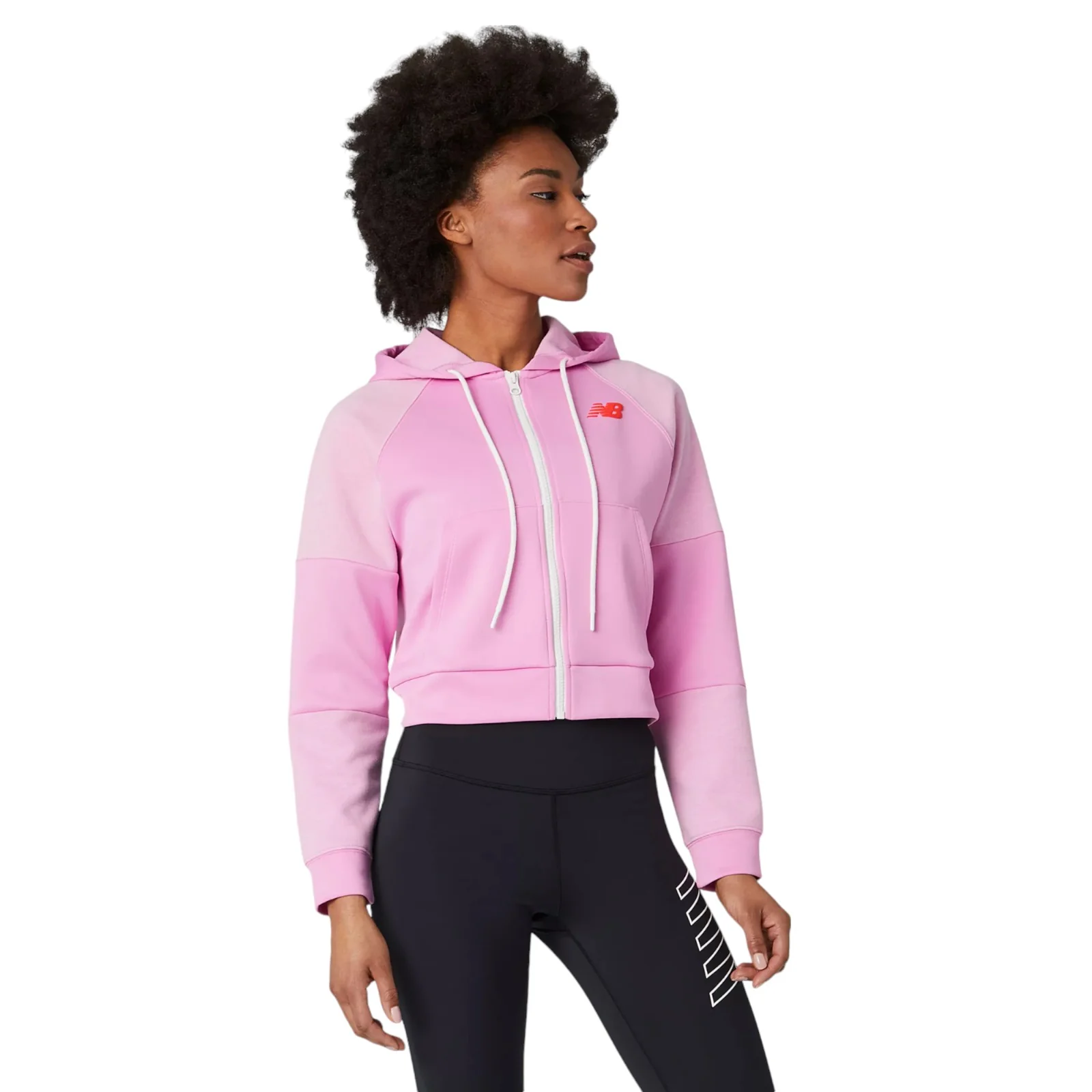 New Balance Womens Archive Full Zip Hoodie - Pink - Image 3