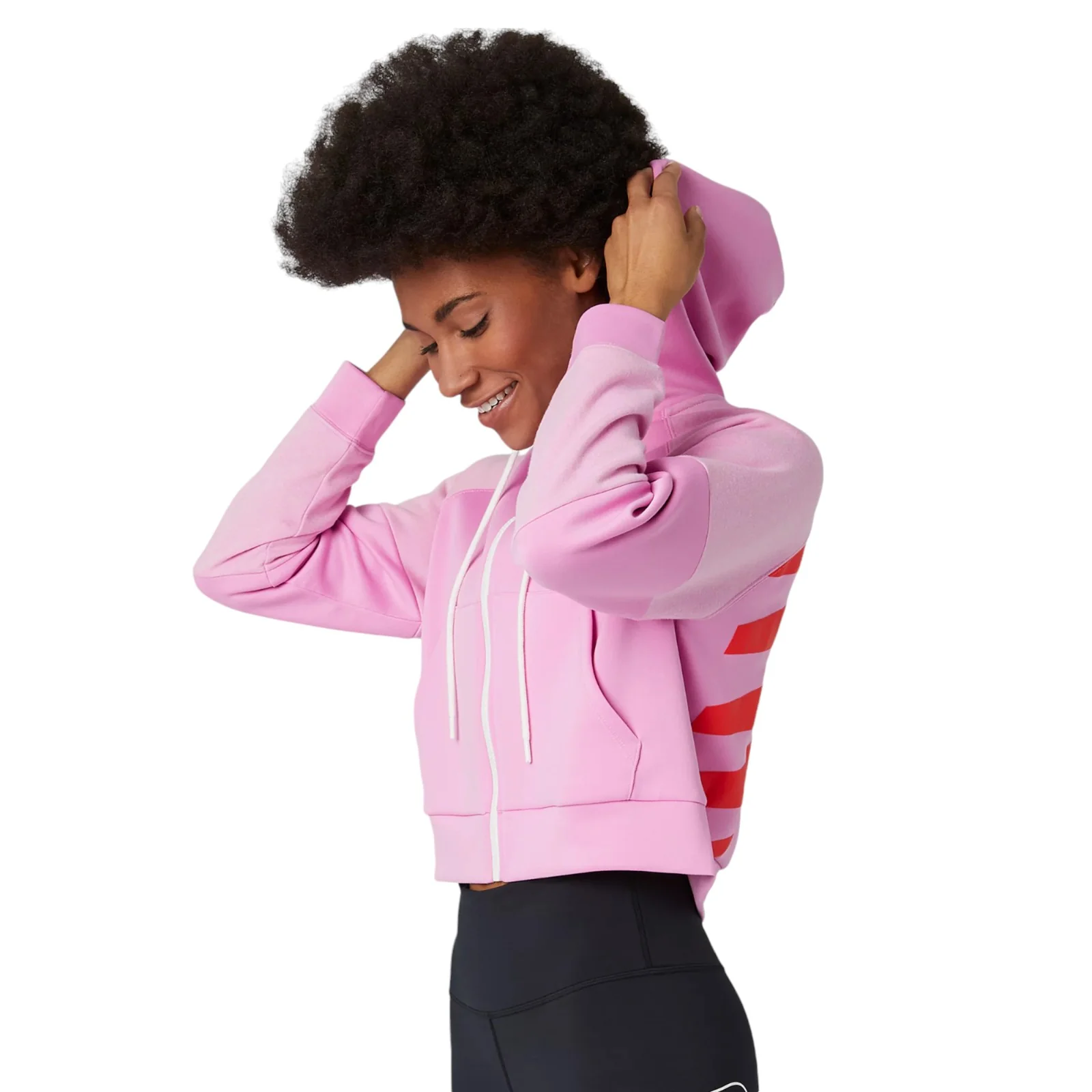 New Balance Womens Archive Full Zip Hoodie - Pink - Image 4