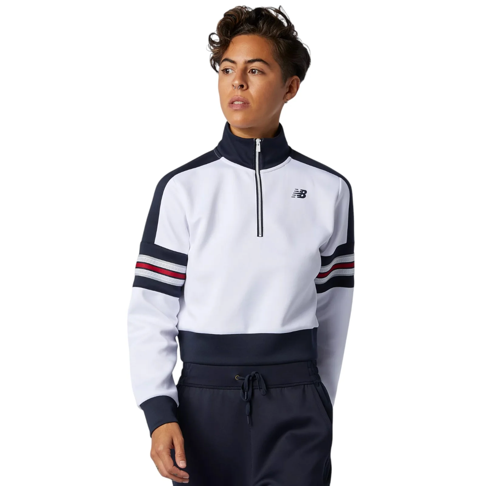 New Balance Womens Archive Half Zip Sweatshirt - White - Image 3