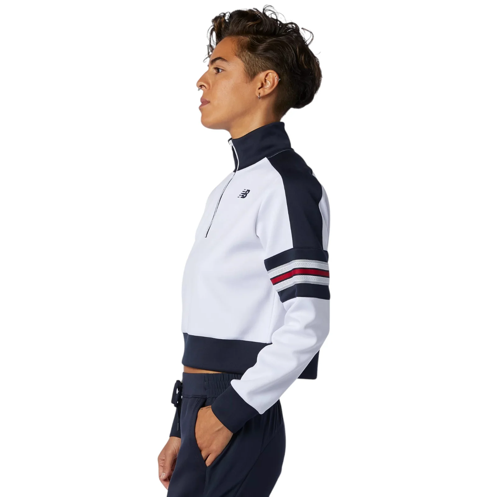 New Balance Womens Archive Half Zip Sweatshirt - White - Image 4