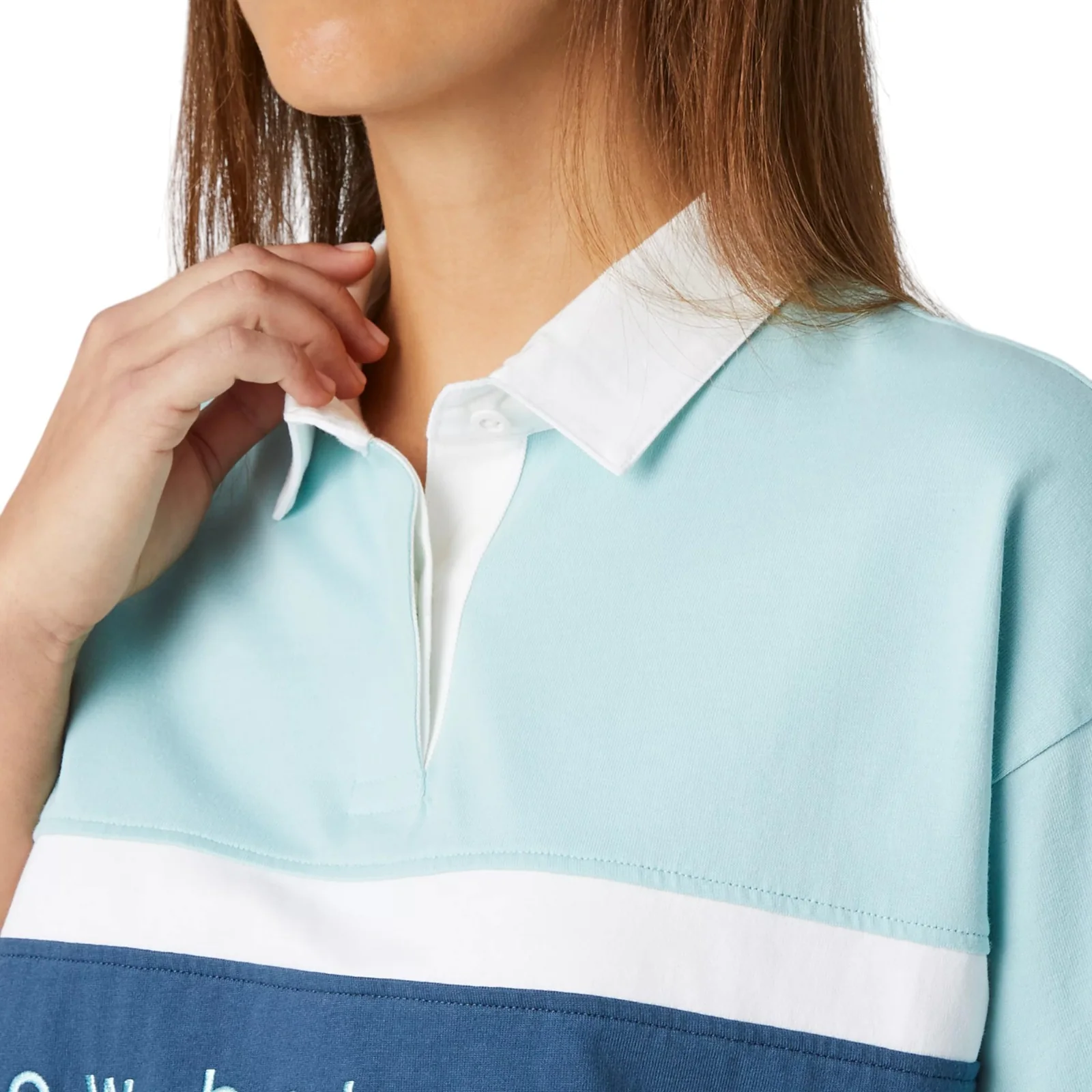 New Balance Womens Athletics Preppy Boxy Polo Shirt - Blue - Image 4