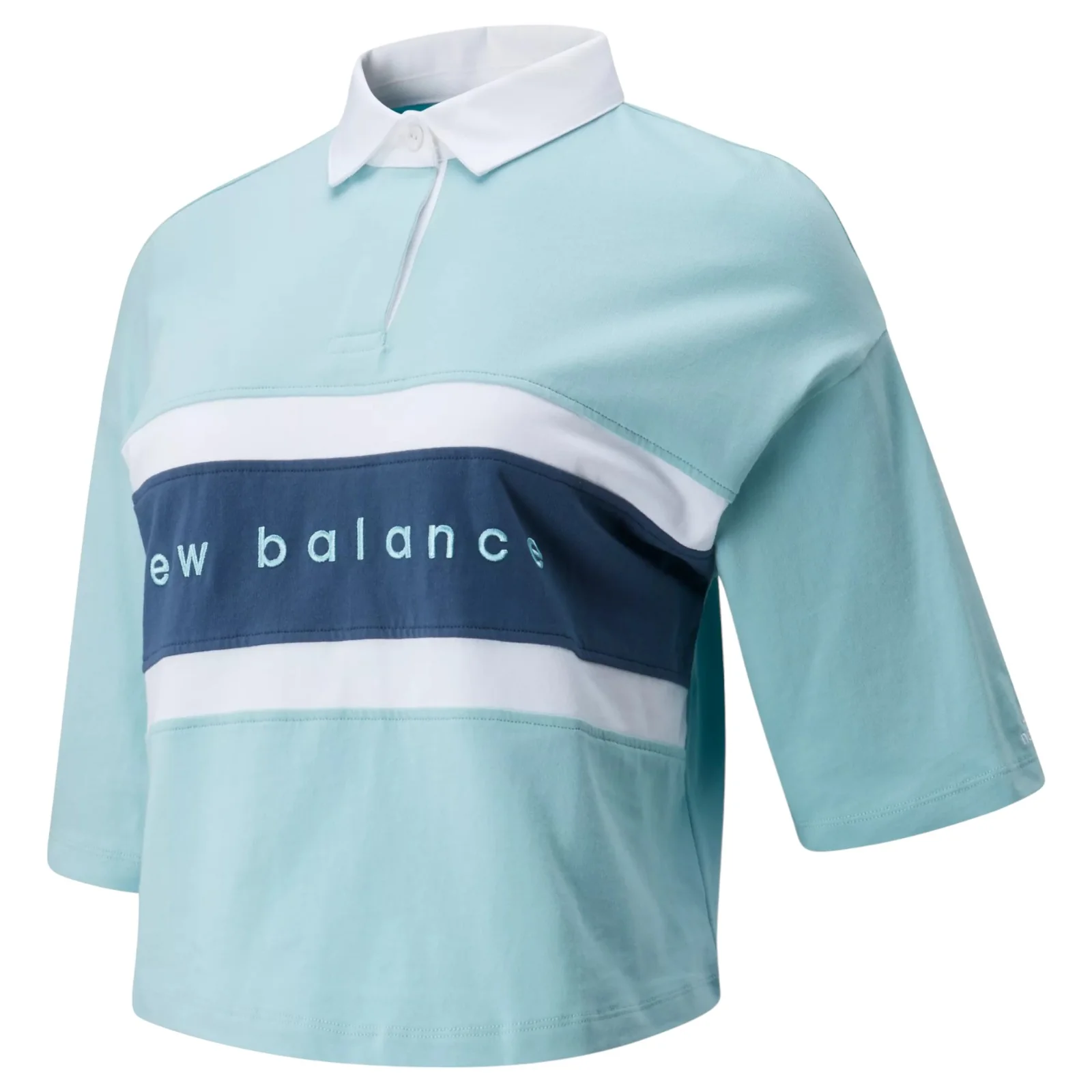 New Balance Womens Athletics Preppy Boxy Polo Shirt - Blue - Image 5