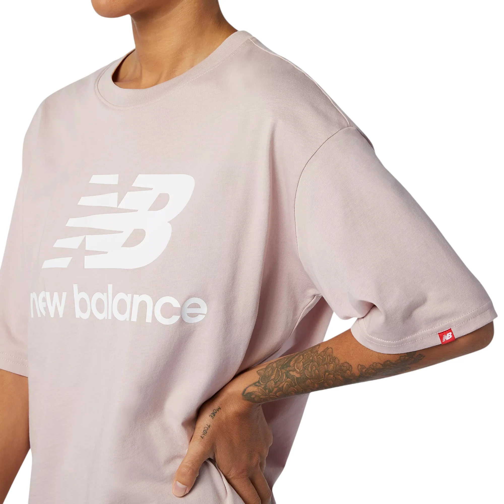 New Balance Womens Essential Stacked Logo T-Shirt - Pink - Image 2