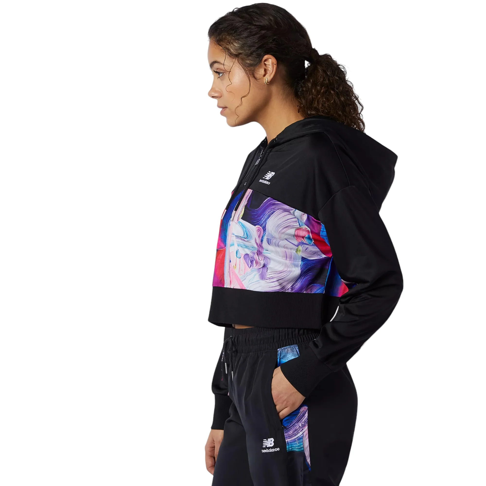 New Balance Womens NB Athletics Erin Loree Half-zip Hoodie - Black - Image 2