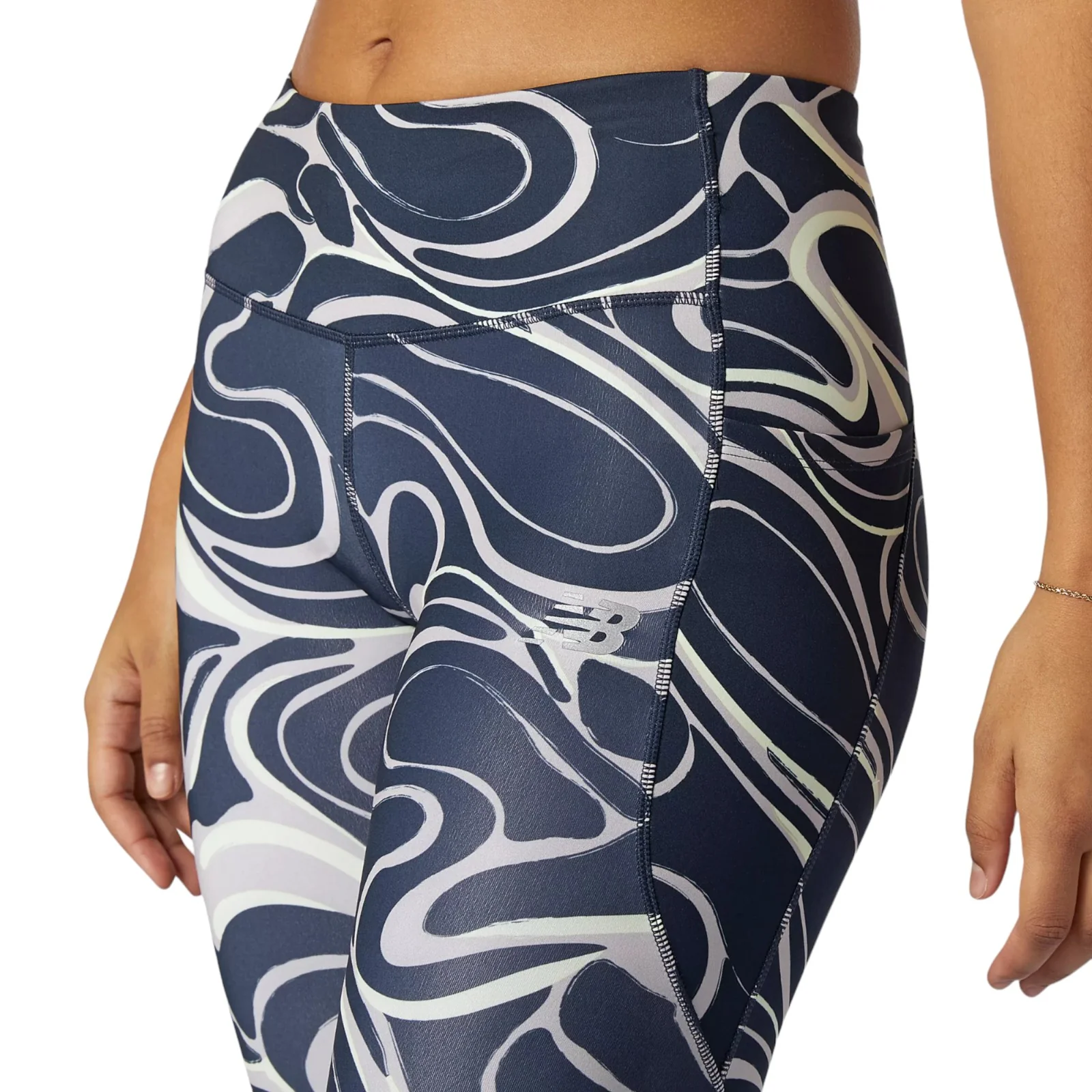 New Balance Womens Printed Impact Run Tights - Blue - Image 4