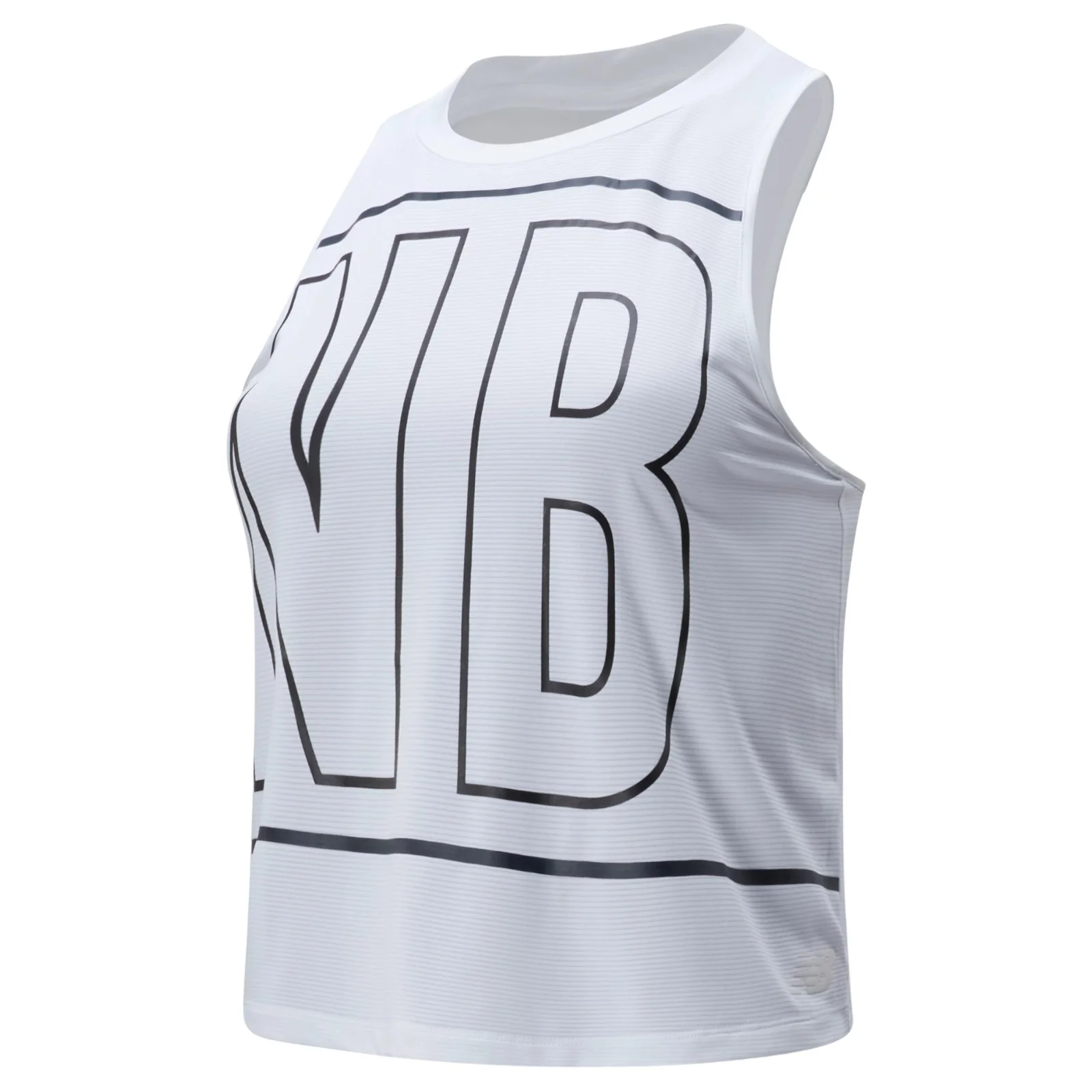 New Balance Womens Printed Velocity Crop Tank Top - White - Image 5
