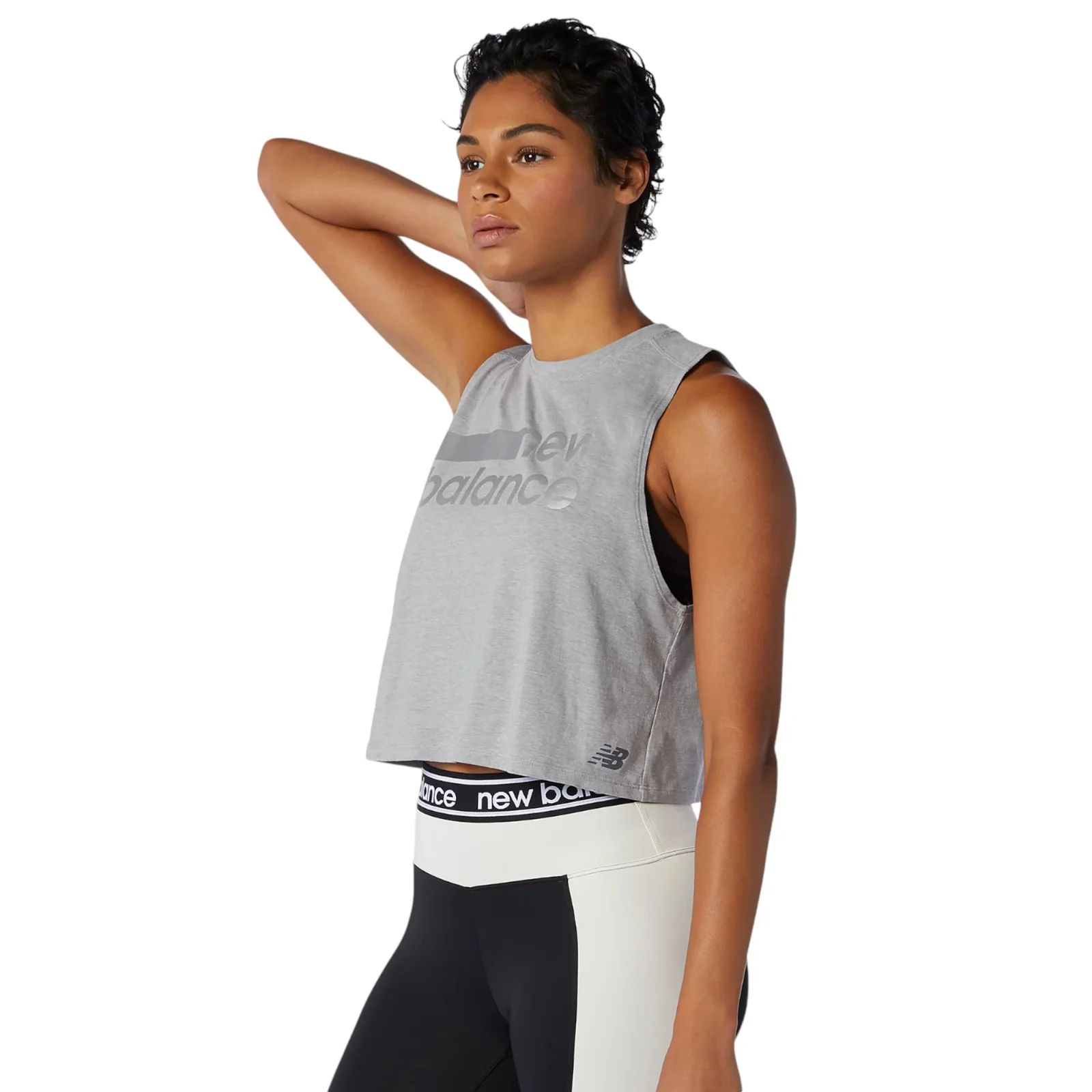New Balance Womens Relentless Crop Novelty Tank - Grey - Image 2
