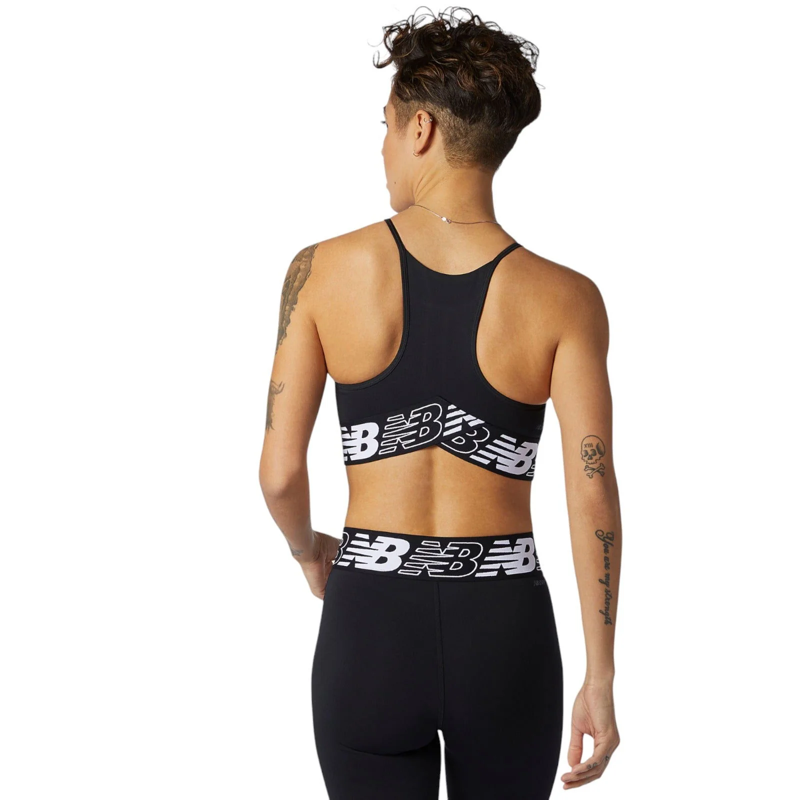New Balance Womens Relentless Crop Top Sports Bra - Black - Image 2
