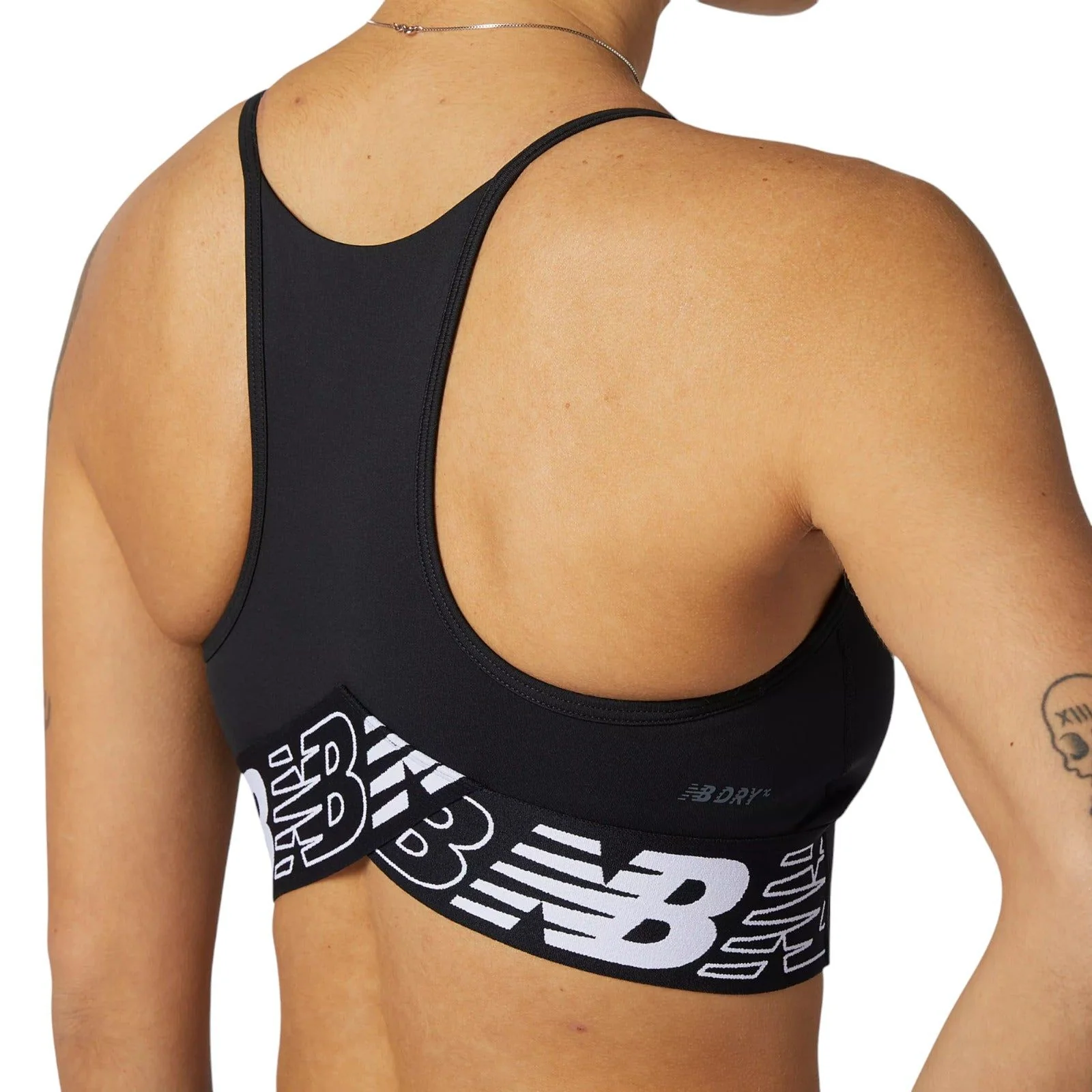 New Balance Womens Relentless Crop Top Sports Bra - Black - Image 3