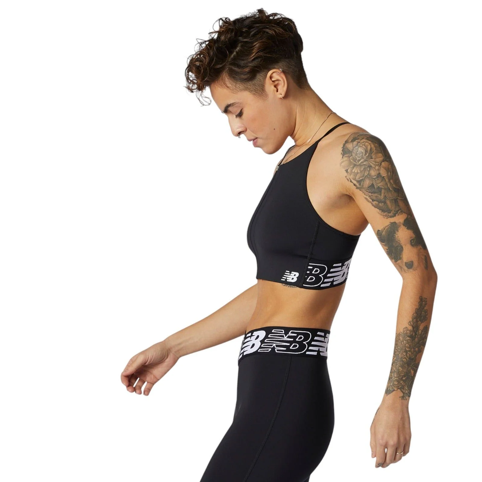 New Balance Womens Relentless Crop Top Sports Bra - Black - Image 4