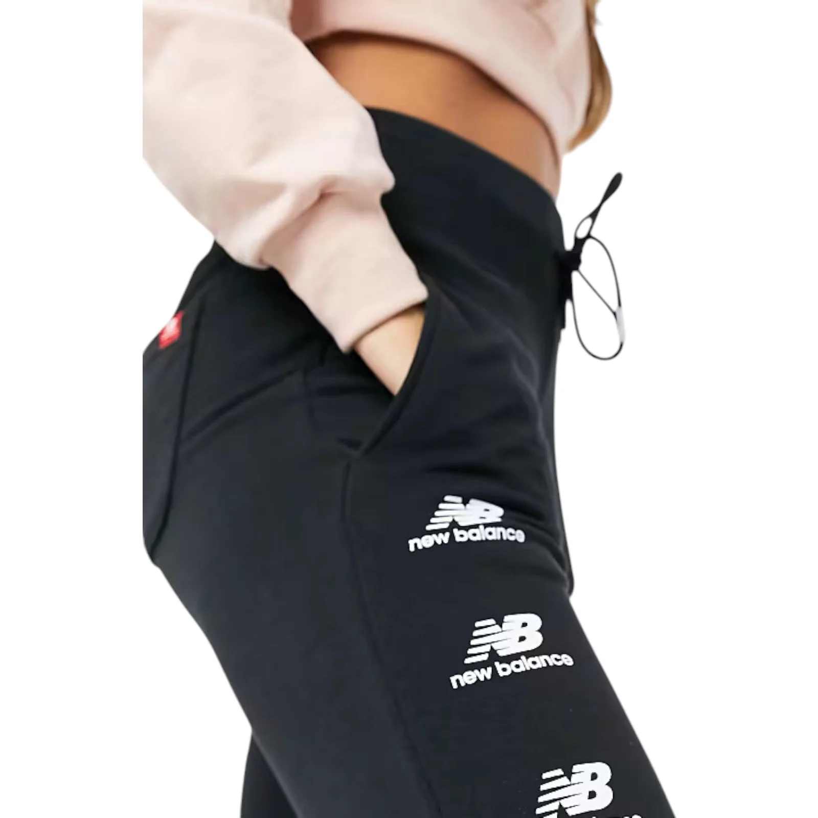 New Balance Womens Stacked Logo Sweatpants - Black - Image 2