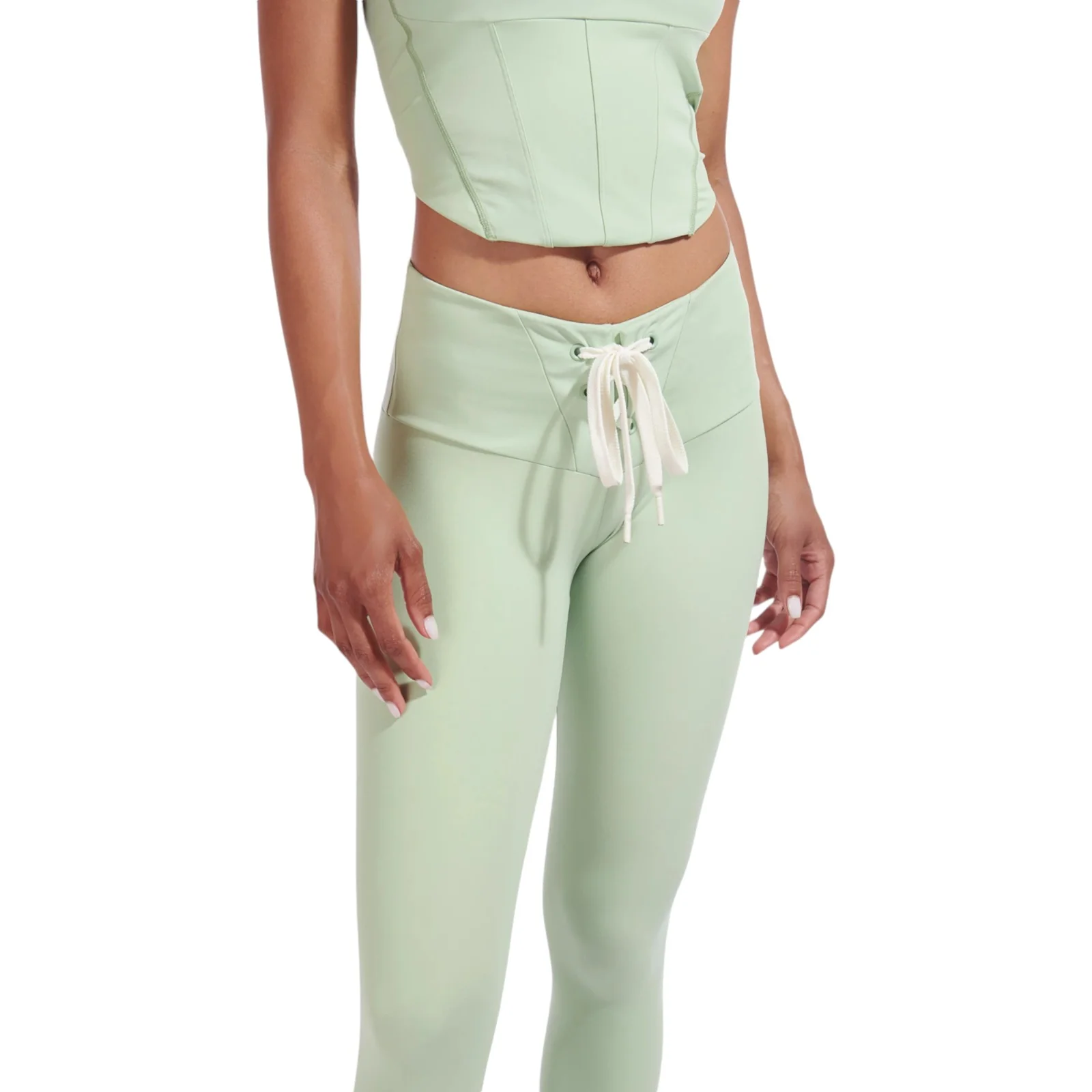 New Balance x STAUD Womens Lace Up Tights - Green - Image 3
