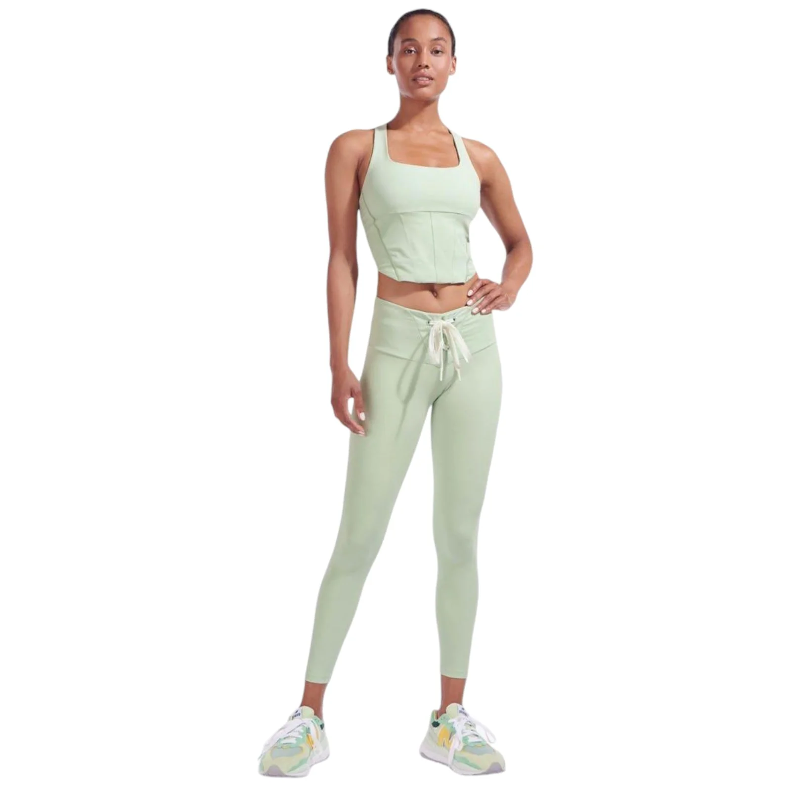 New Balance x STAUD Womens Lace Up Tights - Green - Image 4