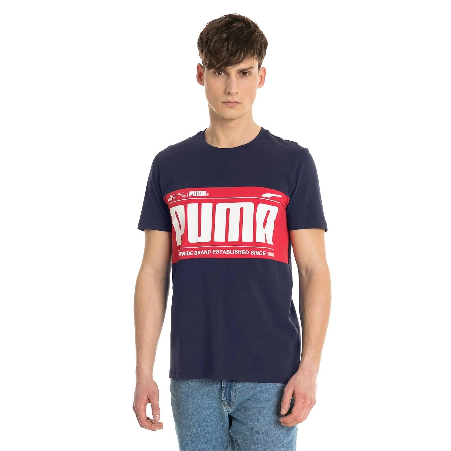 Puma Graphic Logo Block T Shirt - Navy - Image 4