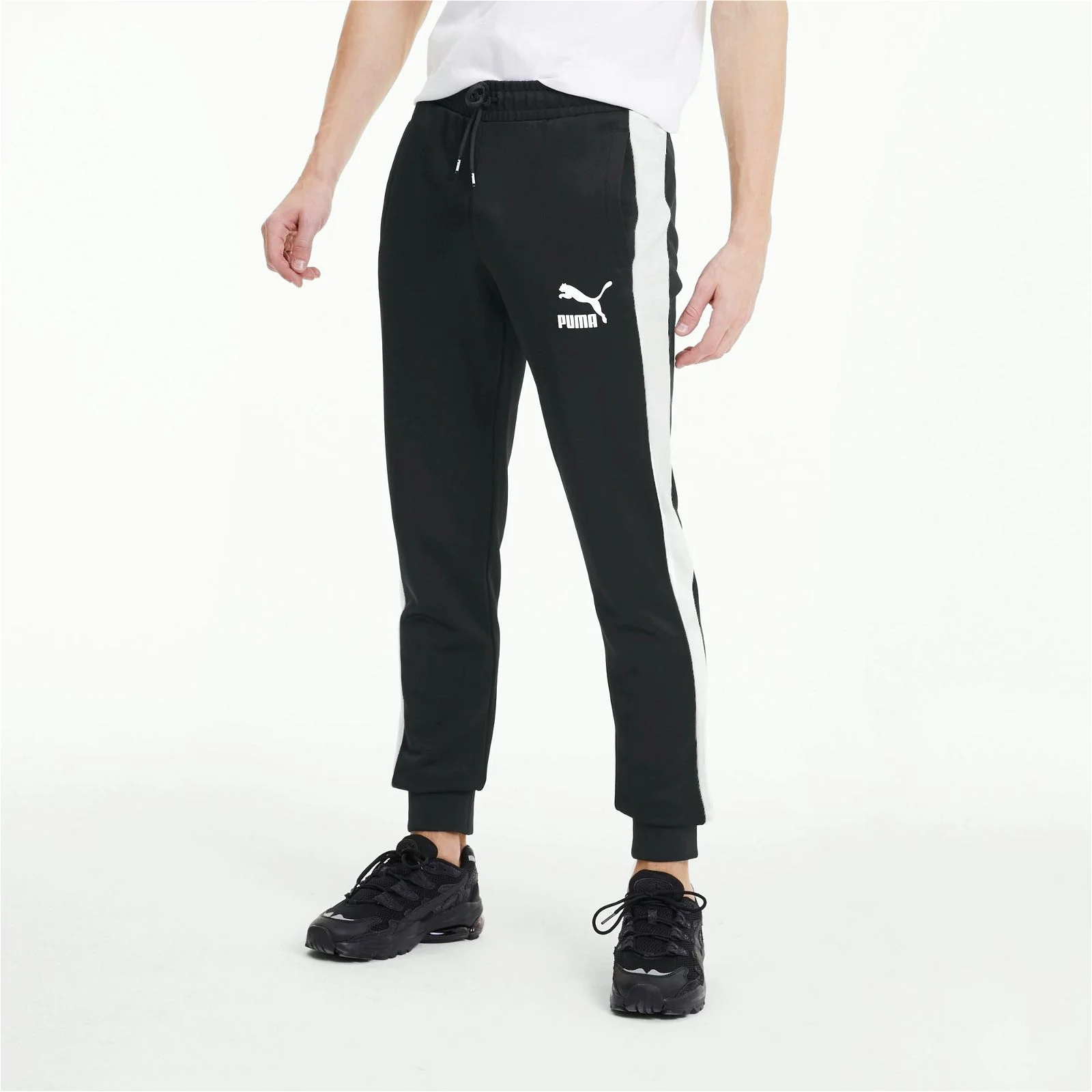 Puma Iconic T7 Track Pants Bottoms - Black/White - Image 2