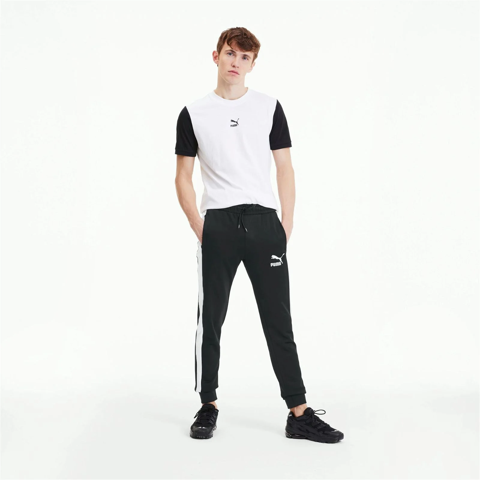 Puma Iconic T7 Track Pants Bottoms - Black/White - Image 4