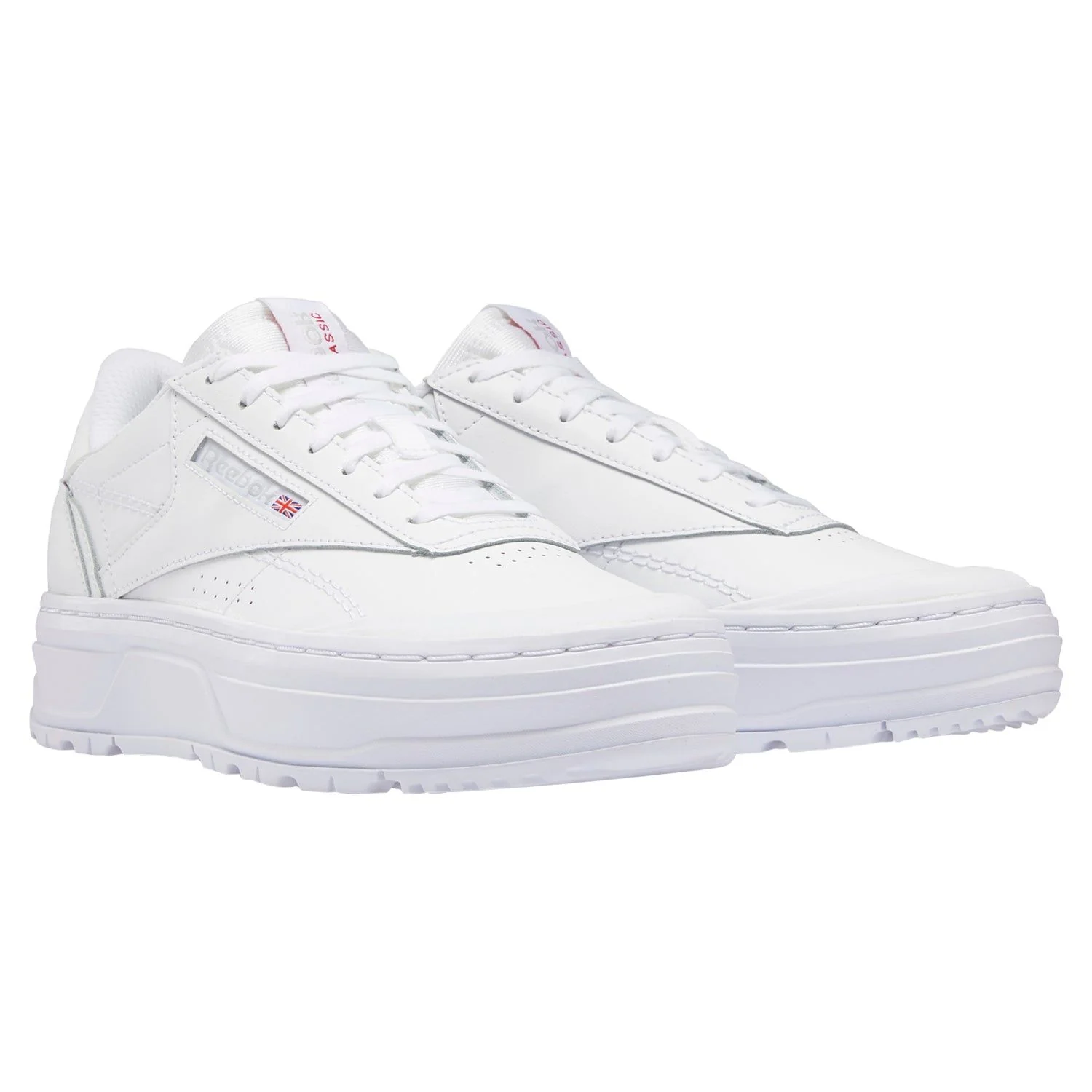 Reebok Womens Club C Double Geo Platform Shoes - White - Image 2
