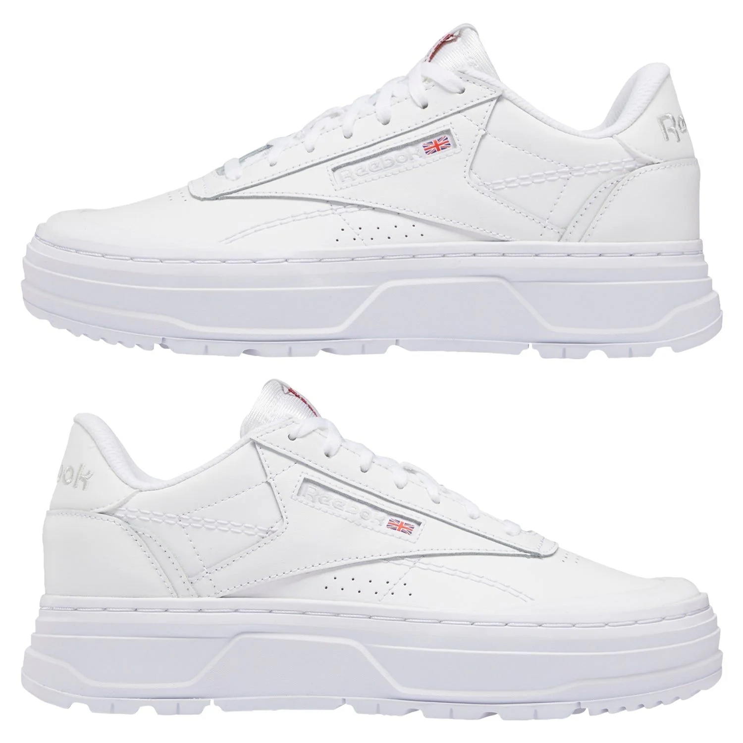 Reebok Womens Club C Double Geo Platform Shoes - White - Image 3