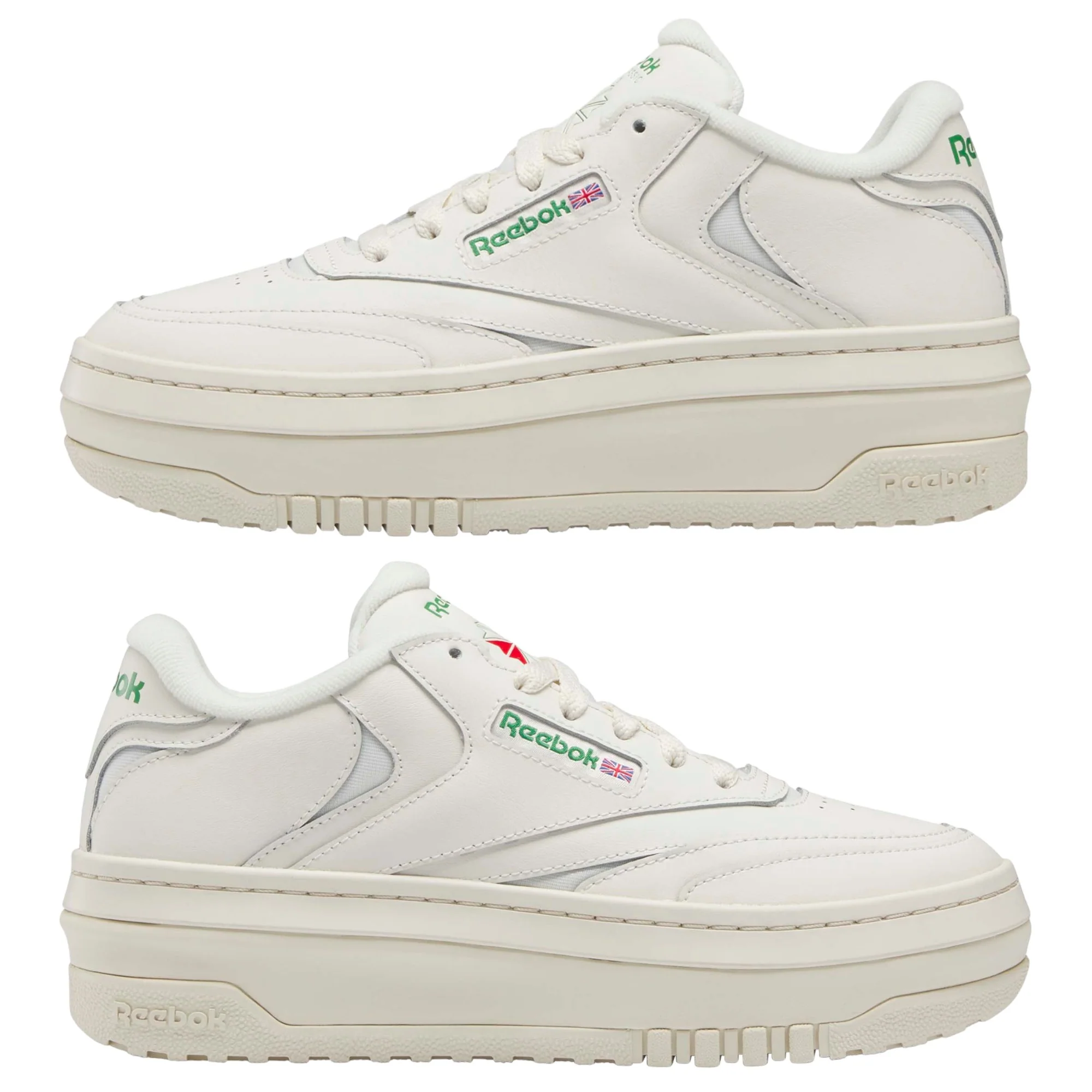 Reebok Womens Club C Extra Platform Shoes - Chalk Green - Image 4