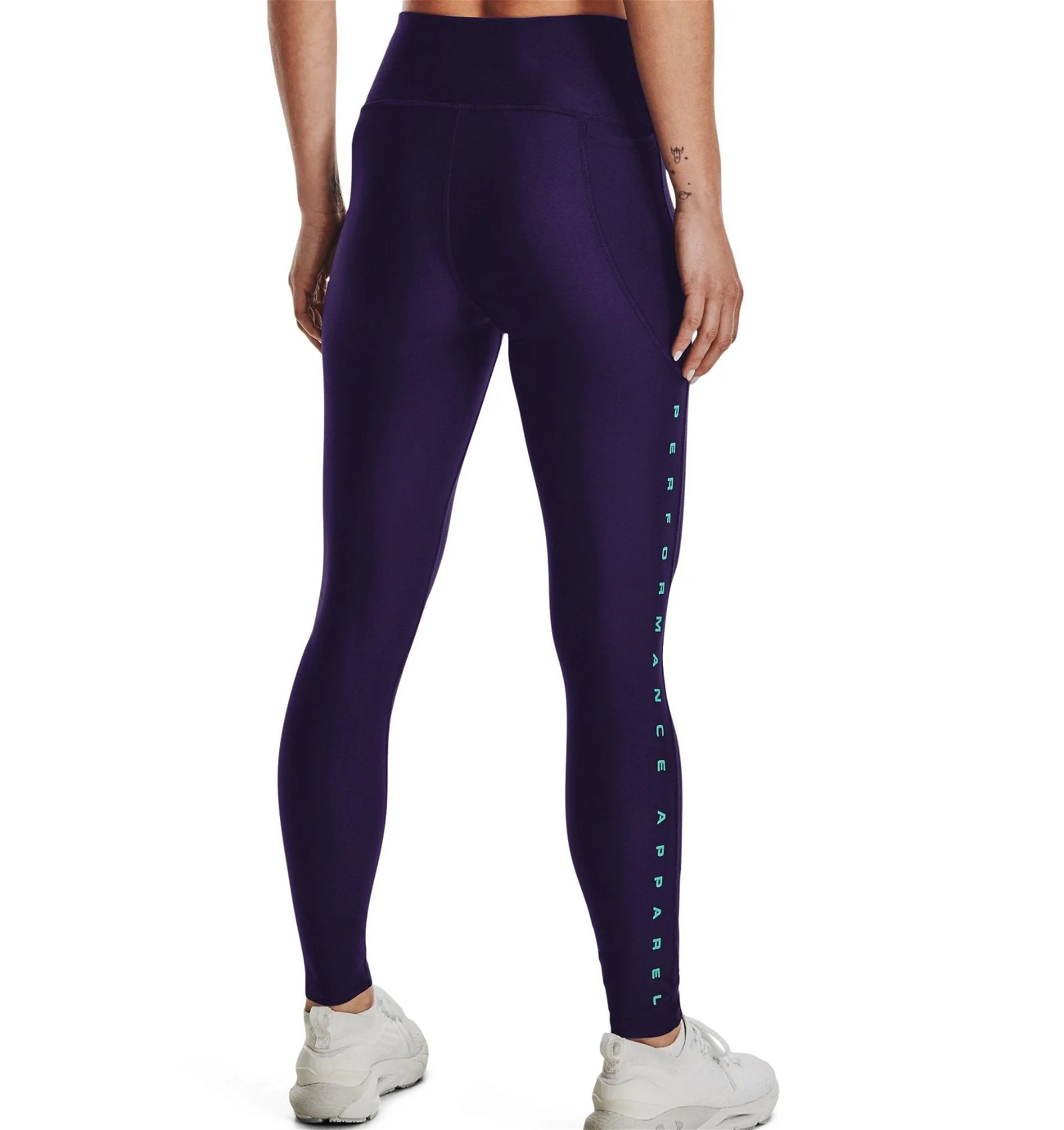 Under Armour Womens HeatGear Branded Leggings Tights - Purple - Image 2