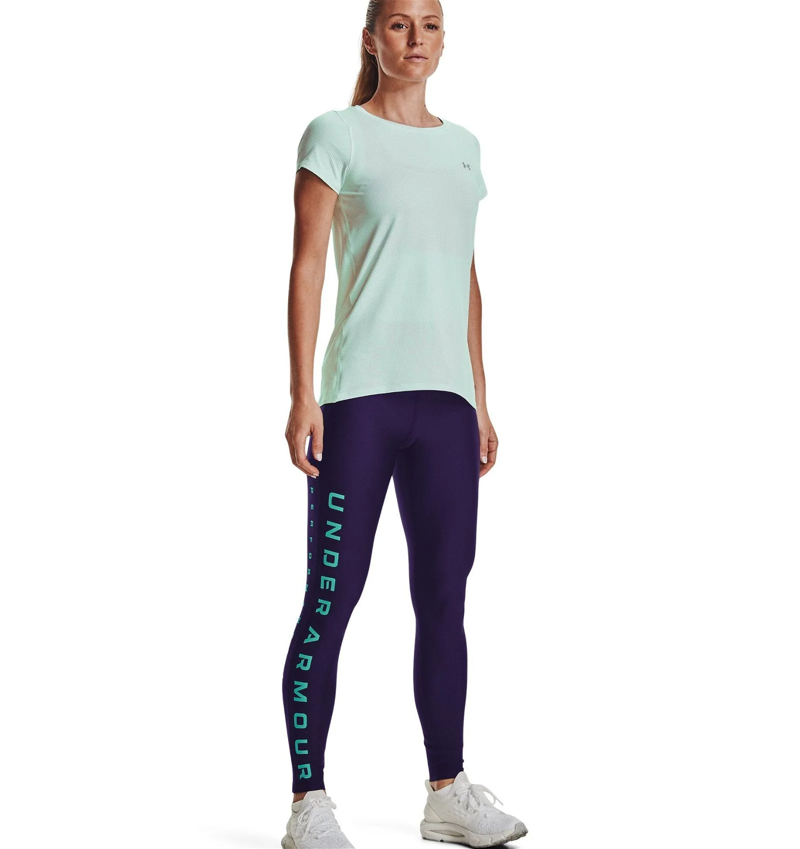 Under Armour Womens HeatGear Branded Leggings Tights - Purple - Image 3