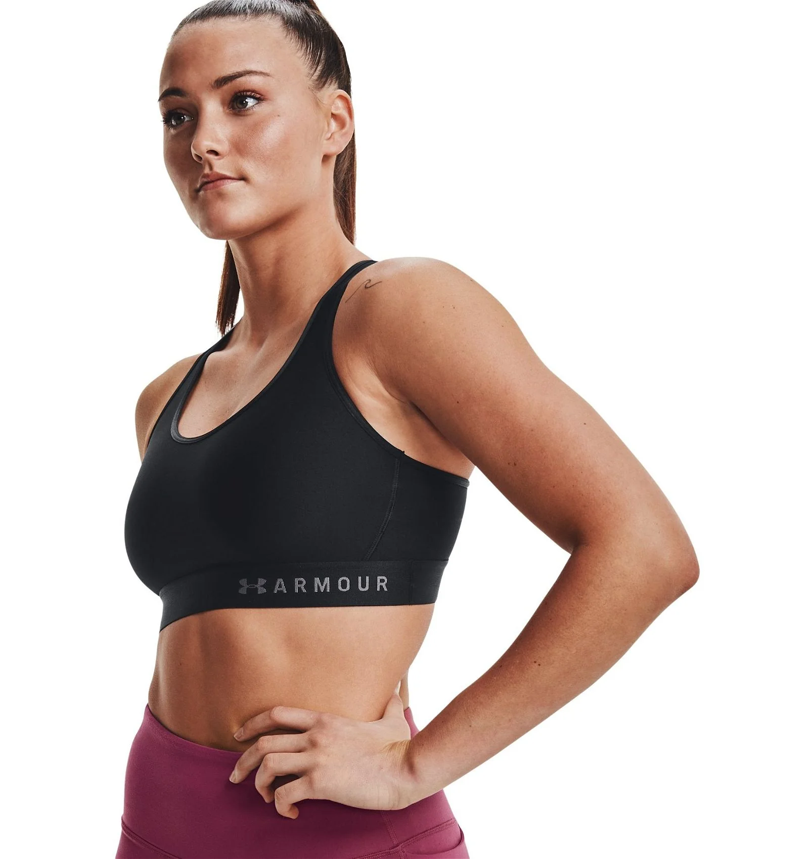 Under Armour Womens HeatGear Mid Keyhole Sports Bra - Black - Image 3