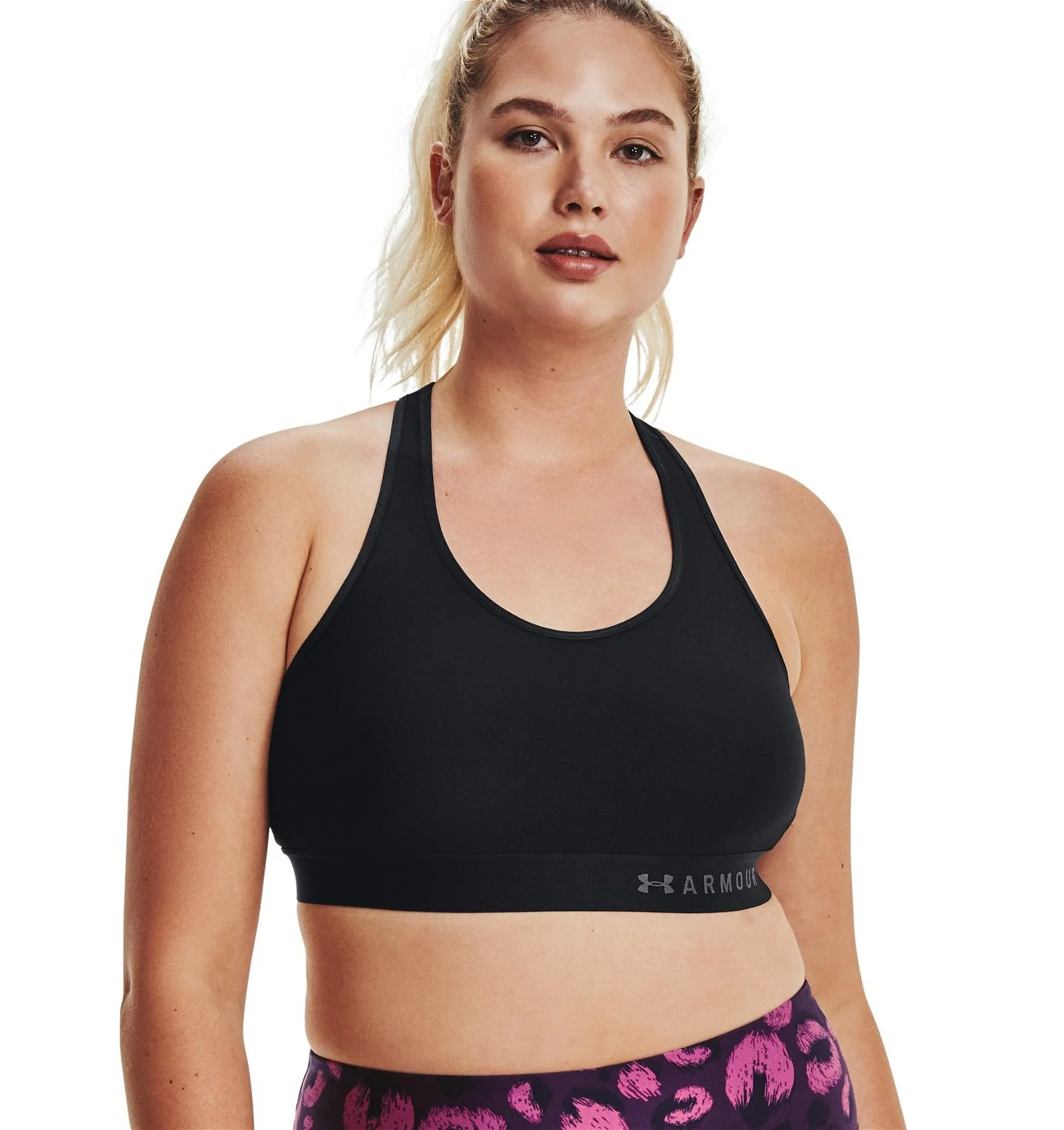 Under Armour Womens HeatGear Mid Keyhole Sports Bra - Black - Image 5