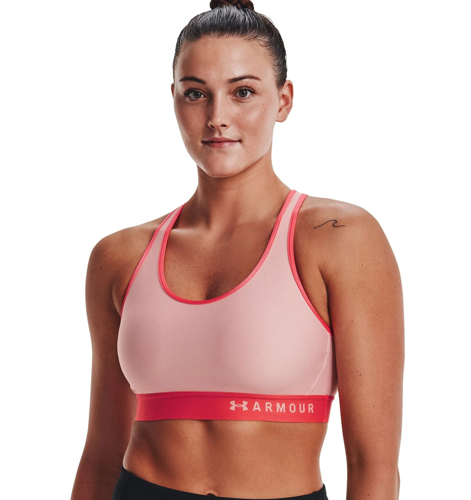 Under Armour Womens HeatGear Mid Keyhole Sports Bra - Pink